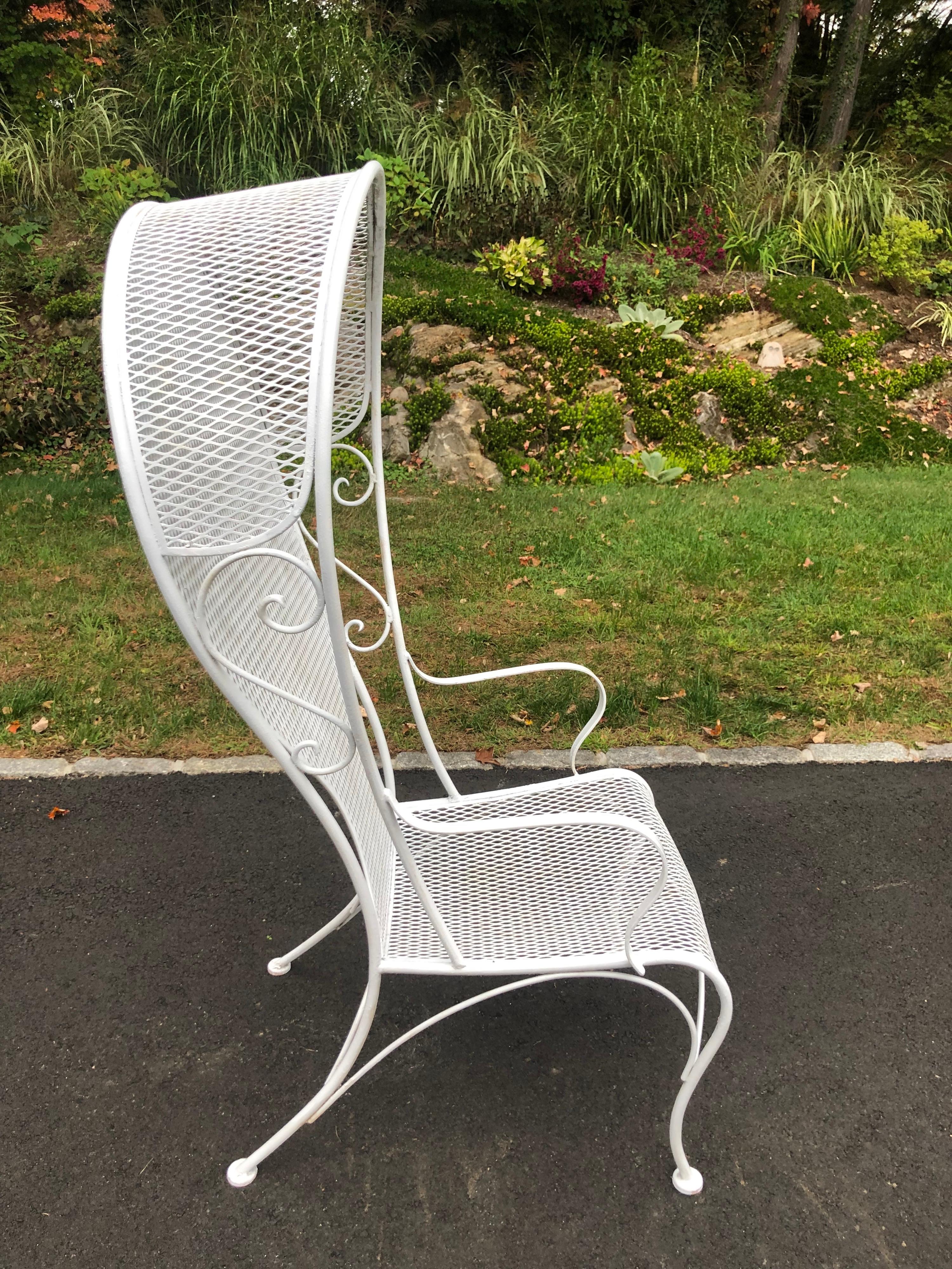20th Century Rare Russell Woodard White Iron Canopy Chair