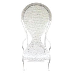 Rare Russell Woodard White Iron Canopy Chair