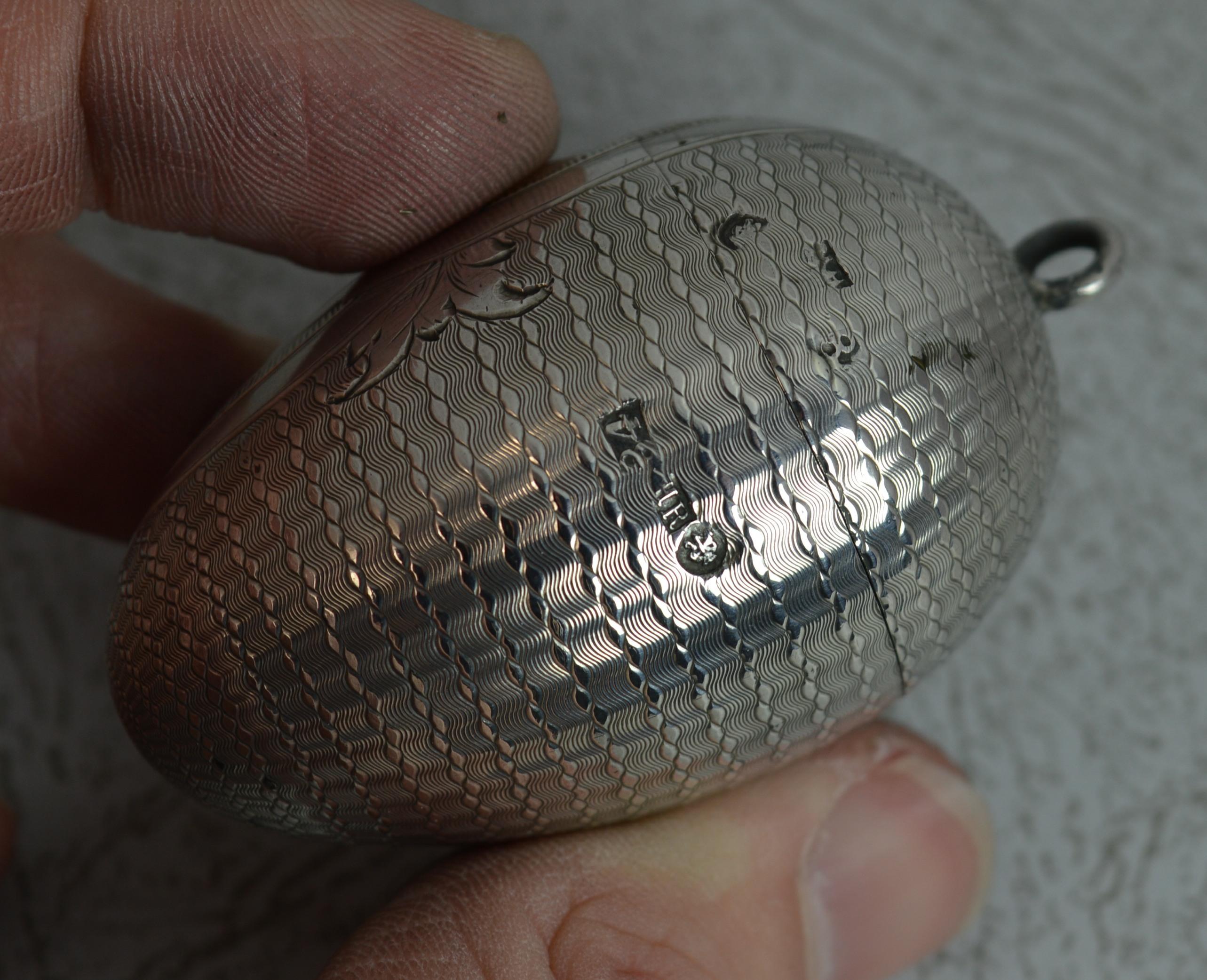 Women's or Men's Rare Russian 19th Century 84 Solid Silver Egg Pendant with Opening For Sale