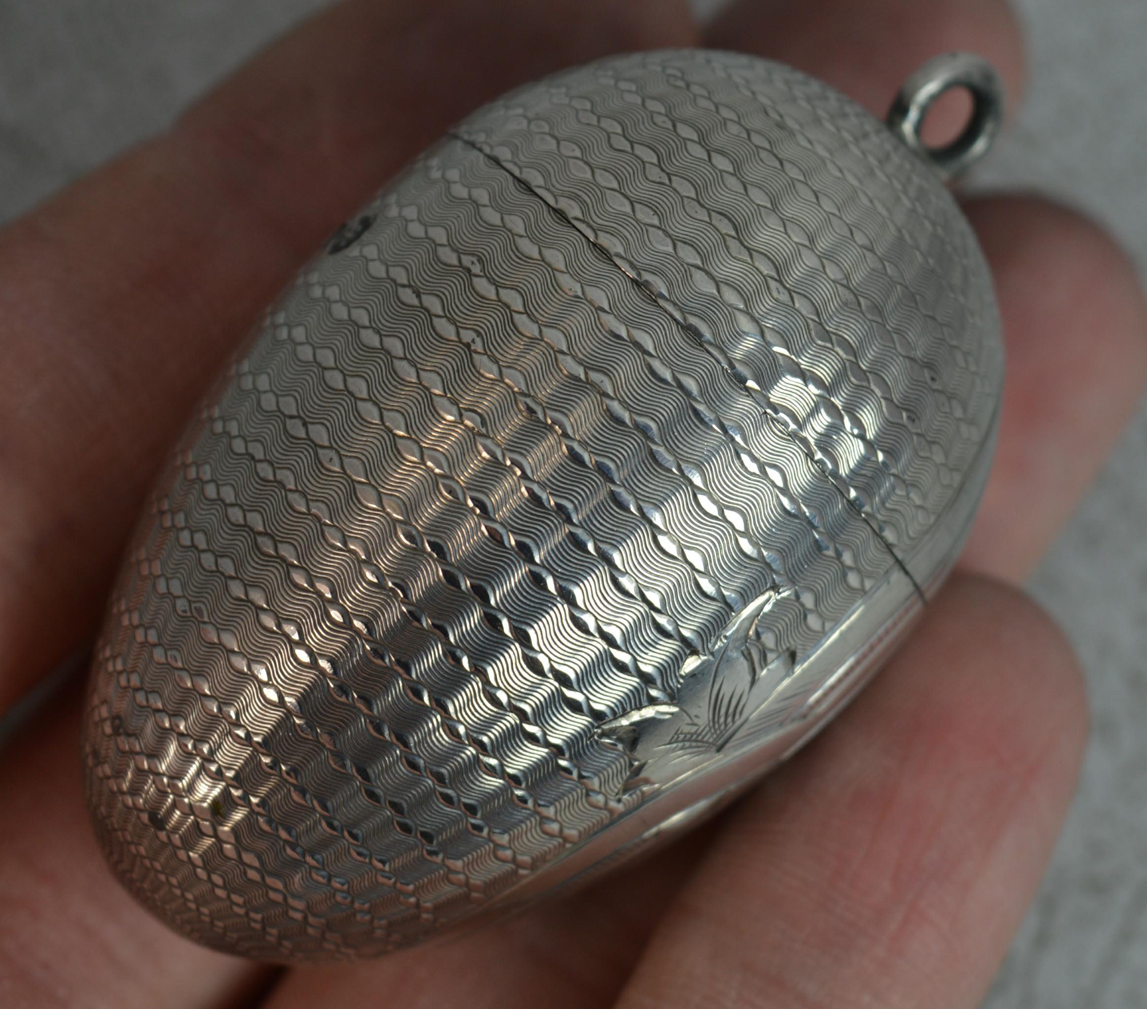 Rare Russian 19th Century 84 Solid Silver Egg Pendant with Opening For Sale 3