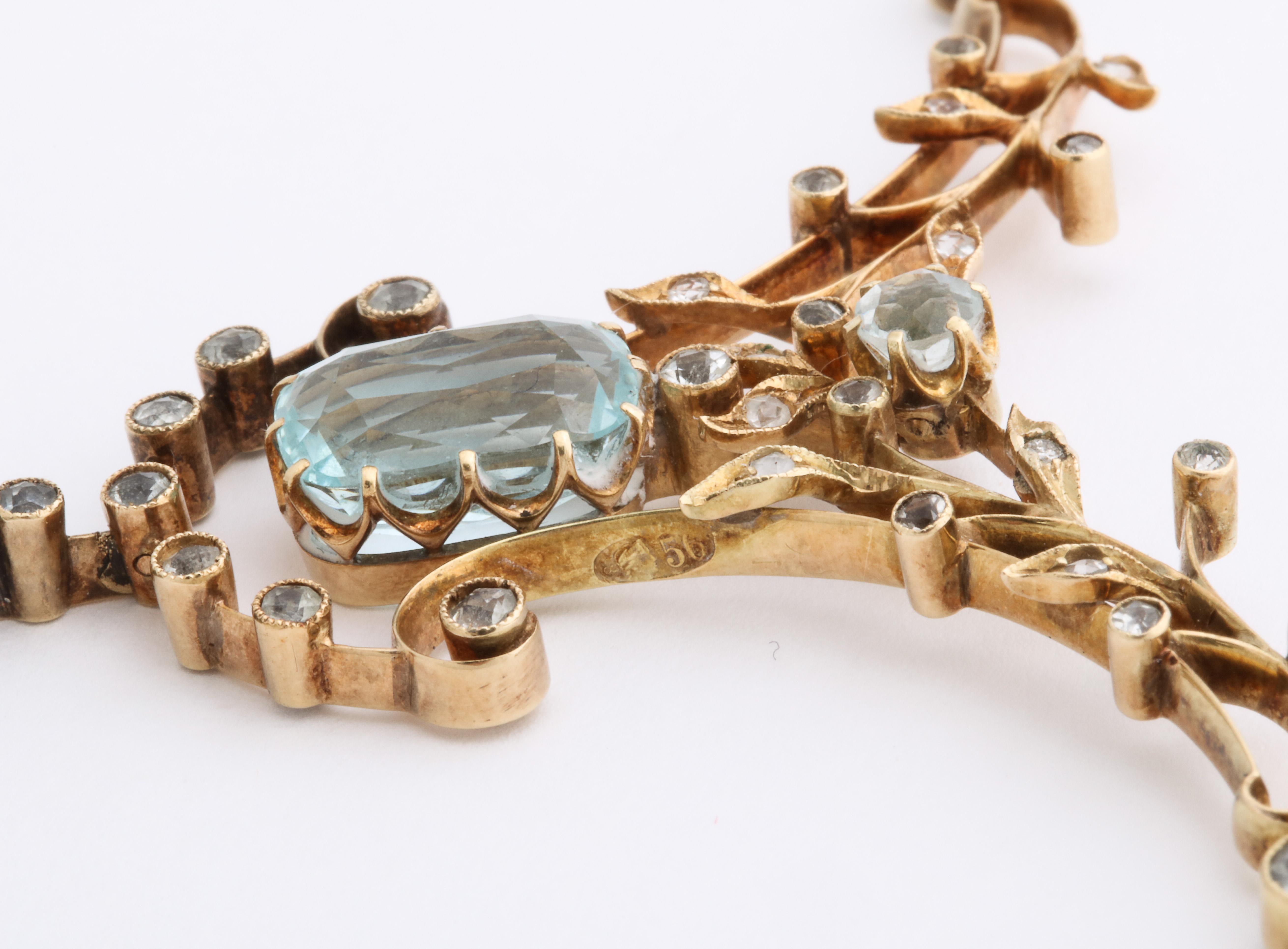 Russian Imperial-era Aquamarine Necklace and Ring, St. Petersburg, c. 1910 For Sale 2