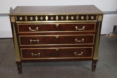 Rare Russian Brass Inlaid Mahogany Regency Style Commode circa 1900