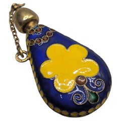 Rare Russian Gilt Silver Cloisonné Enamel Perfume Bottle, 916 Standard