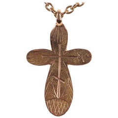 Rare Russian Gold Pendant Cross, 1878