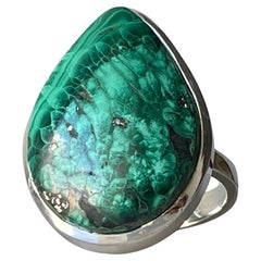 Rare Russian malachite silver ring