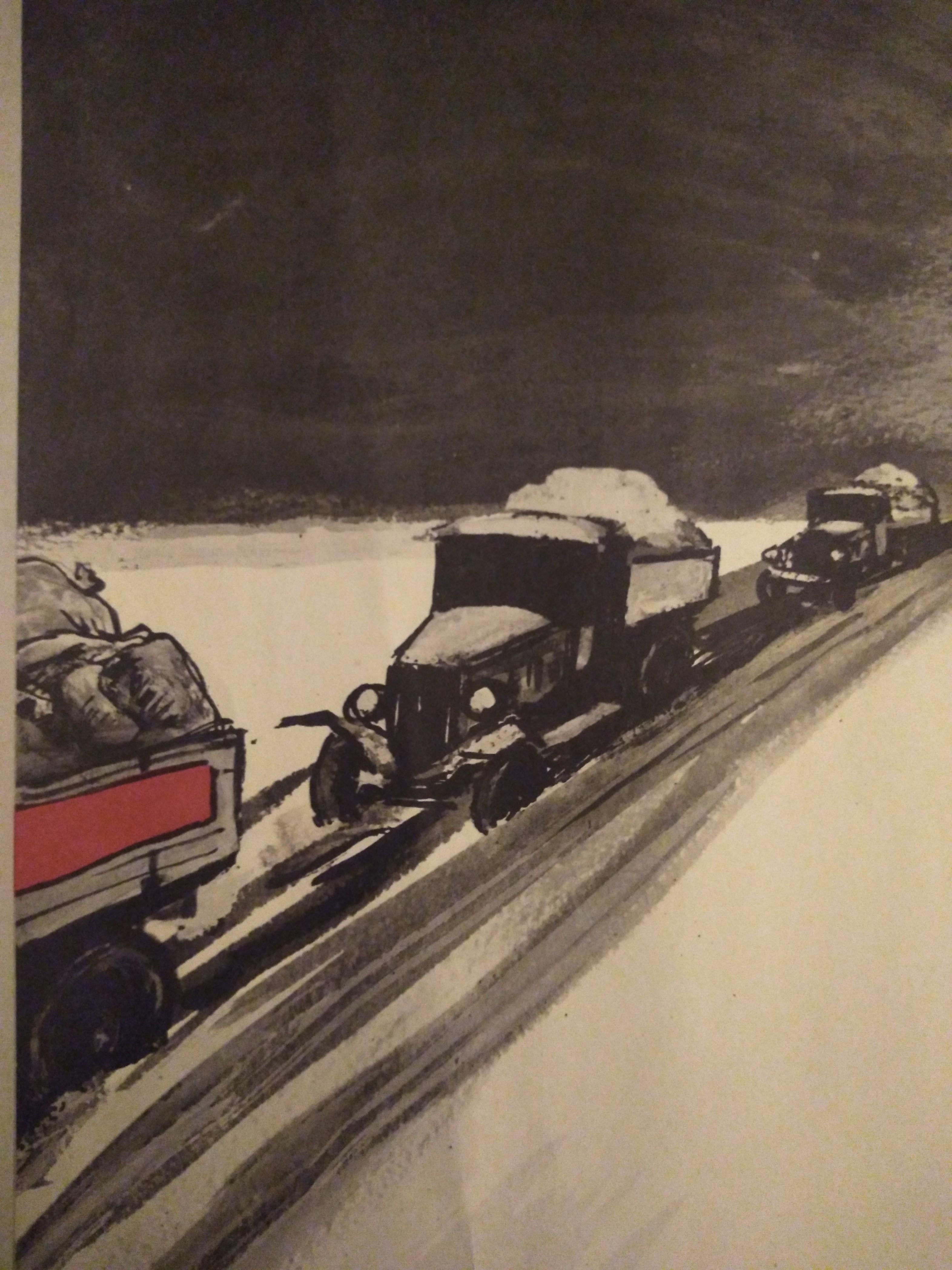 Rare Original Russian Poster by Muratov, N. The Road of Life 1944 mediados del siglo XX en venta