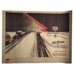 Rare Original Russian Poster by Muratov, N. The Road of Life 1944