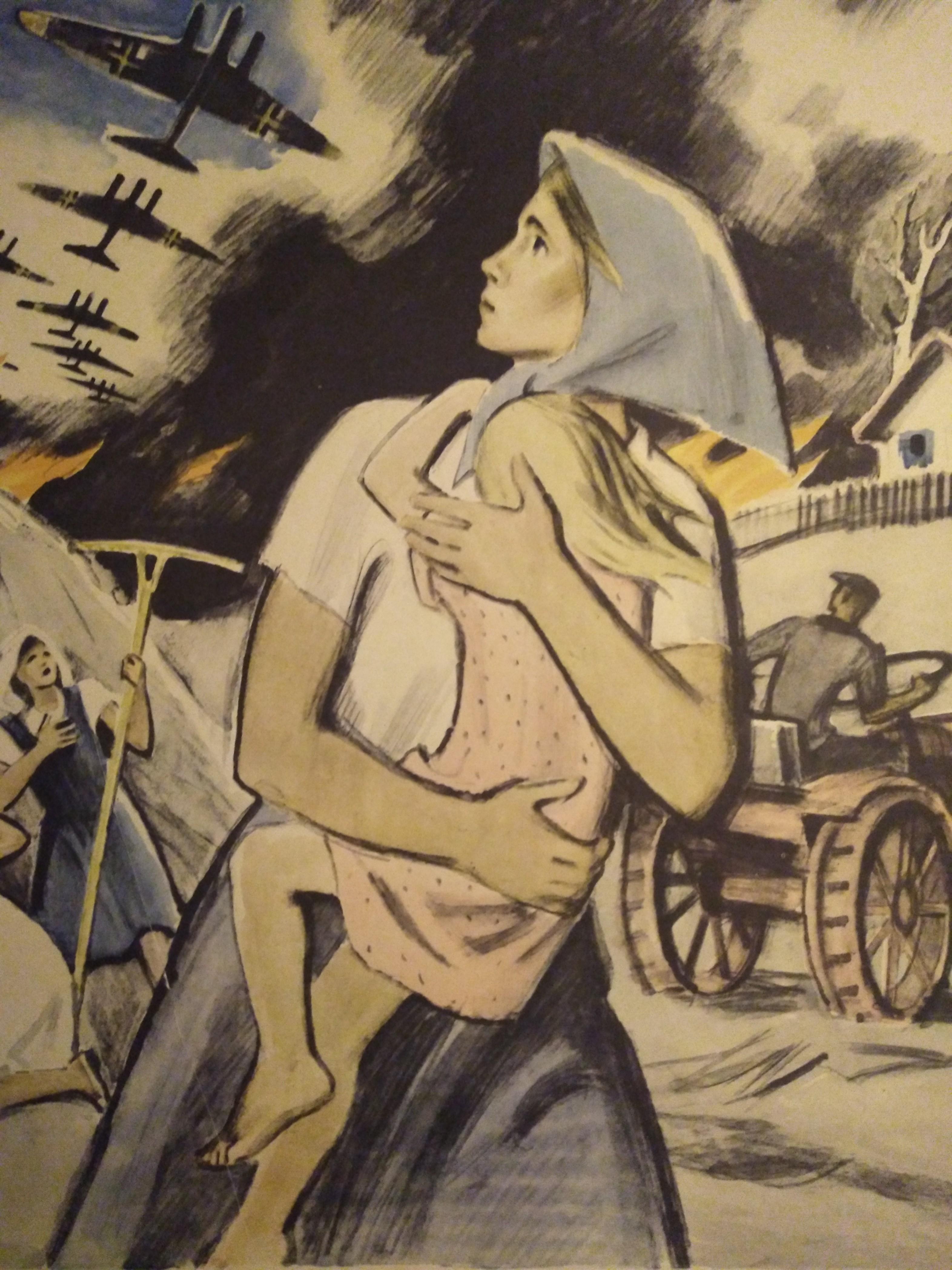 This is a rare original Russian propaganda poster called June 22-Day of Sorrow 1941.
By Kharkevich I. I.