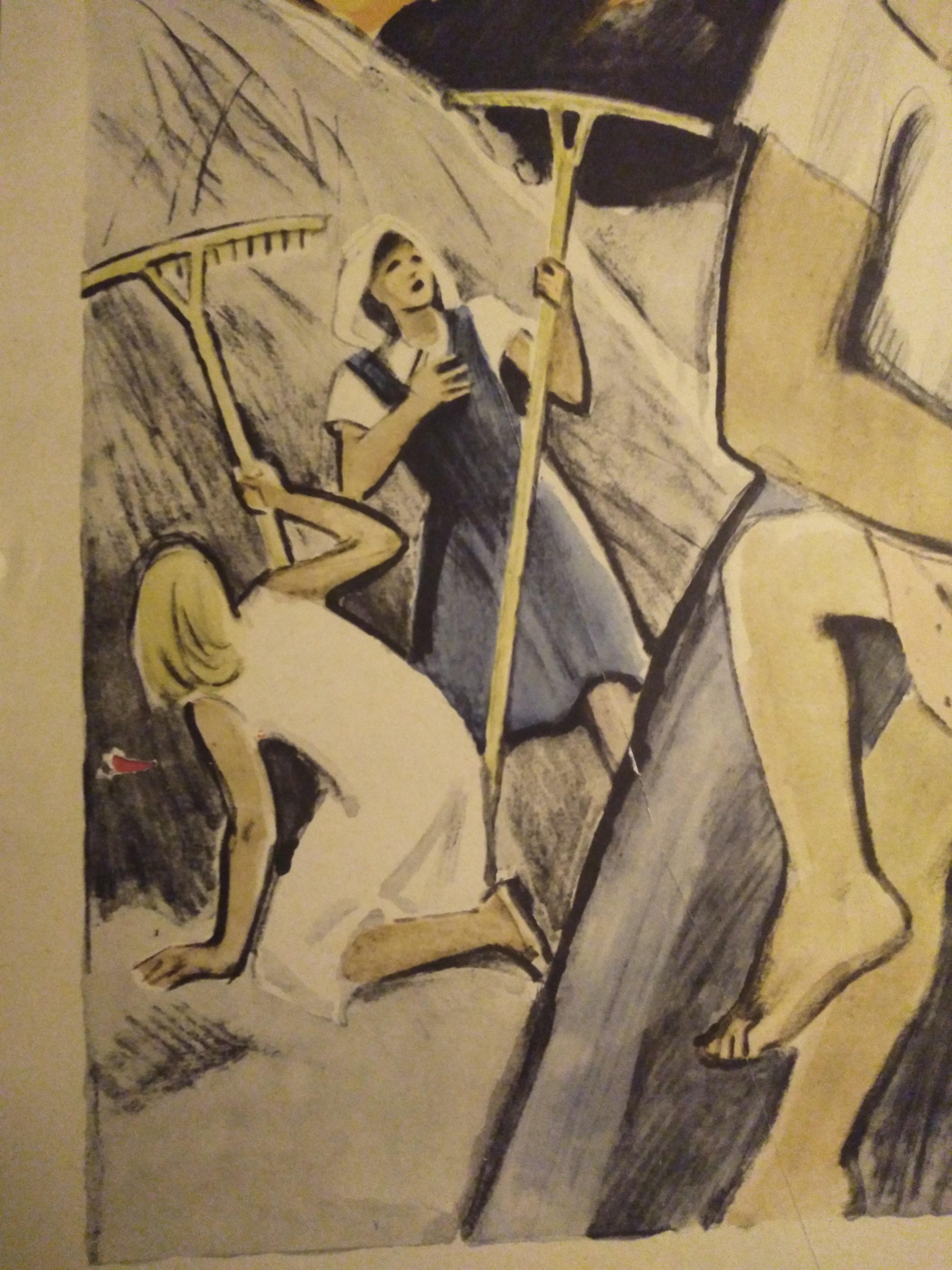Mid-20th Century Rare Original 1941 Russian Propaganda poster June 22-Day of Sorrow by Kharkevich For Sale