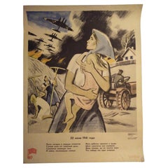 Rare affiche de propagande russe de 1941, 22 jours de souffrance de Kharkevich