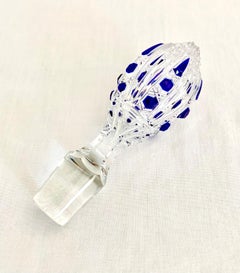 Rare Russian Collection Baccarat Tsarina Cobalt Blue Overlay Tall Decanter