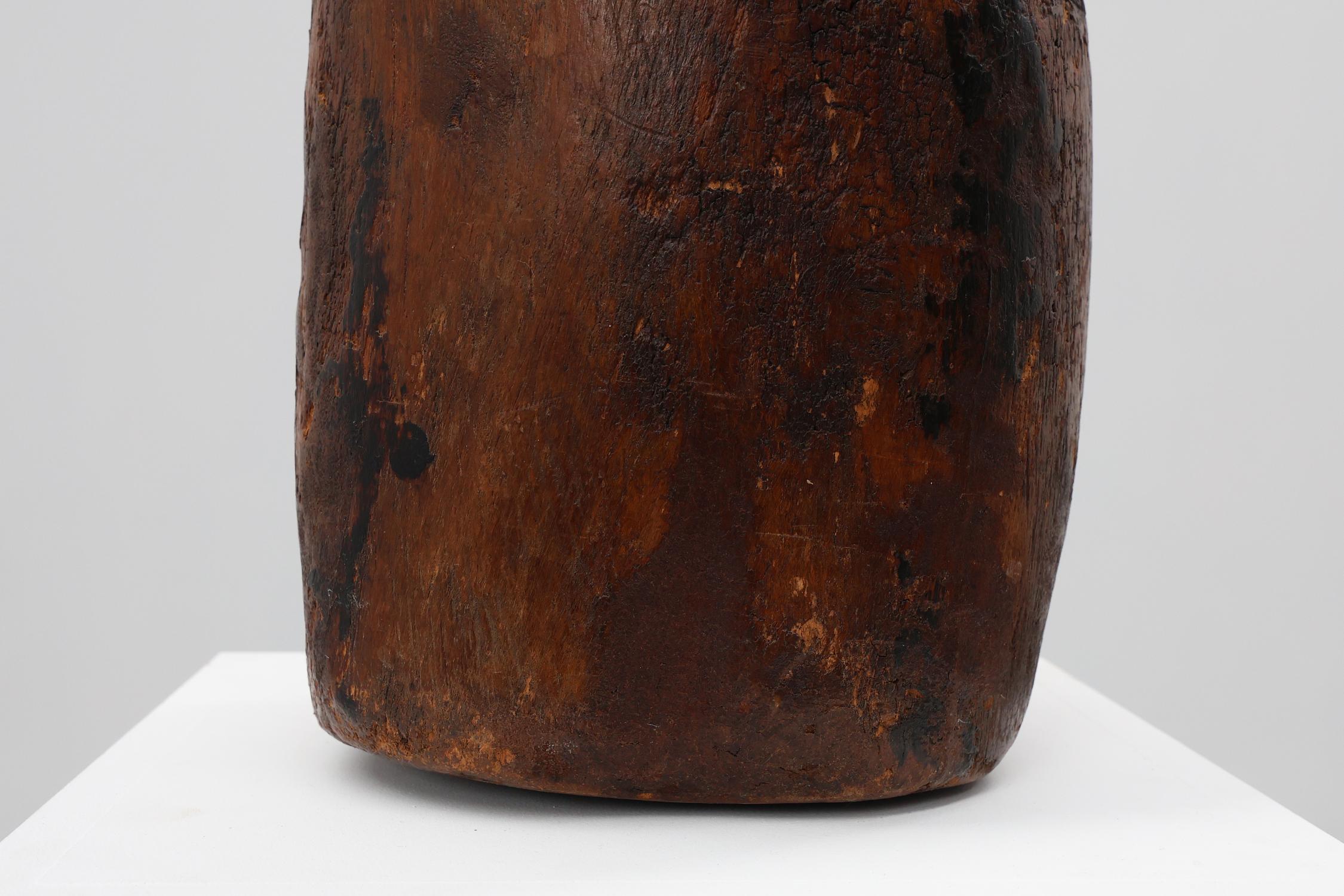 Rare Rustic wabi sabi style vase in solid wood, France 1800s For Sale 3