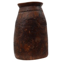 Rare Rustic wabi sabi style vase in solid wood, France 1800s