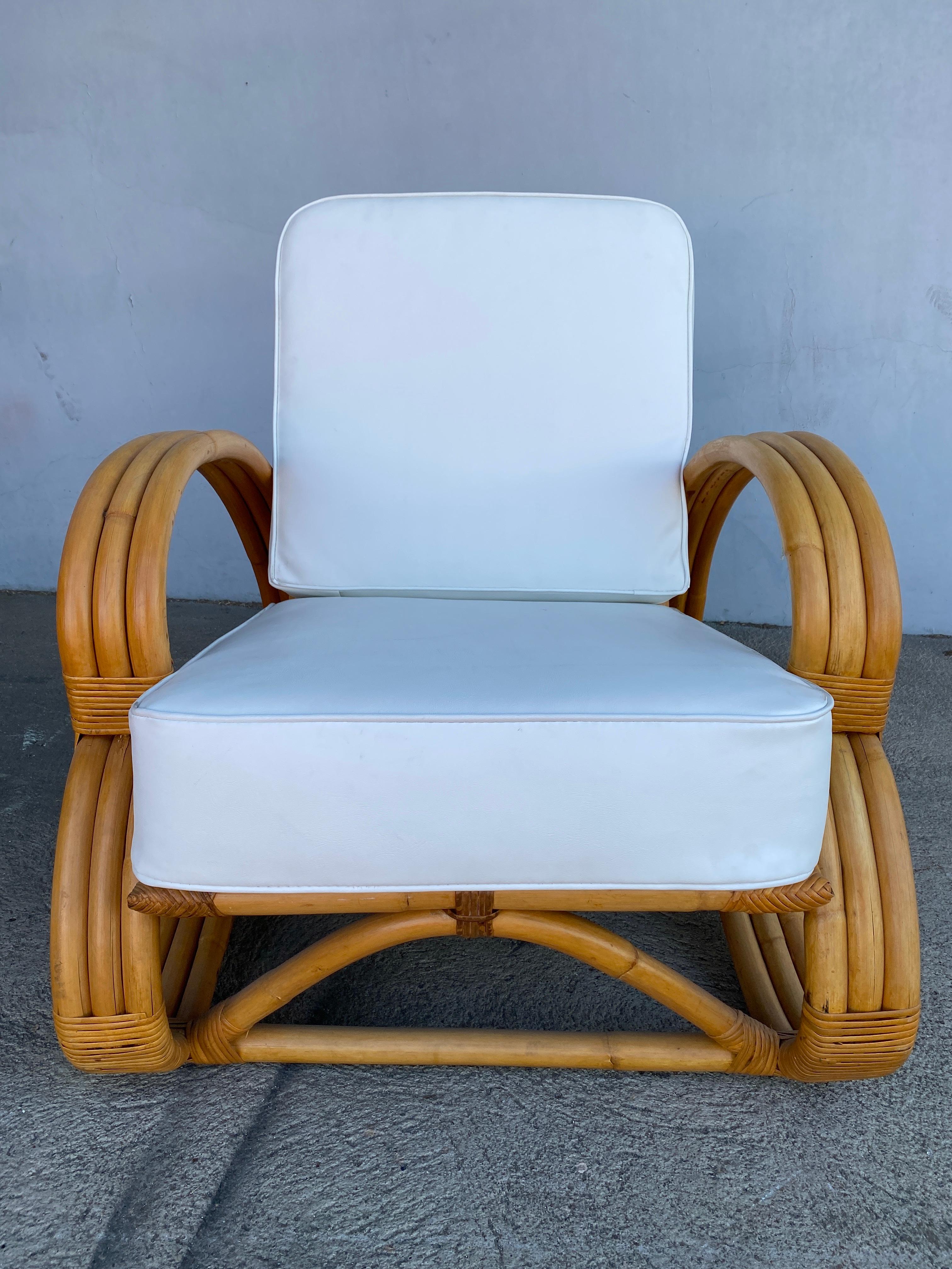 Raro set da salotto in rattan con divano e sedia a sdraio a 3 bracci 