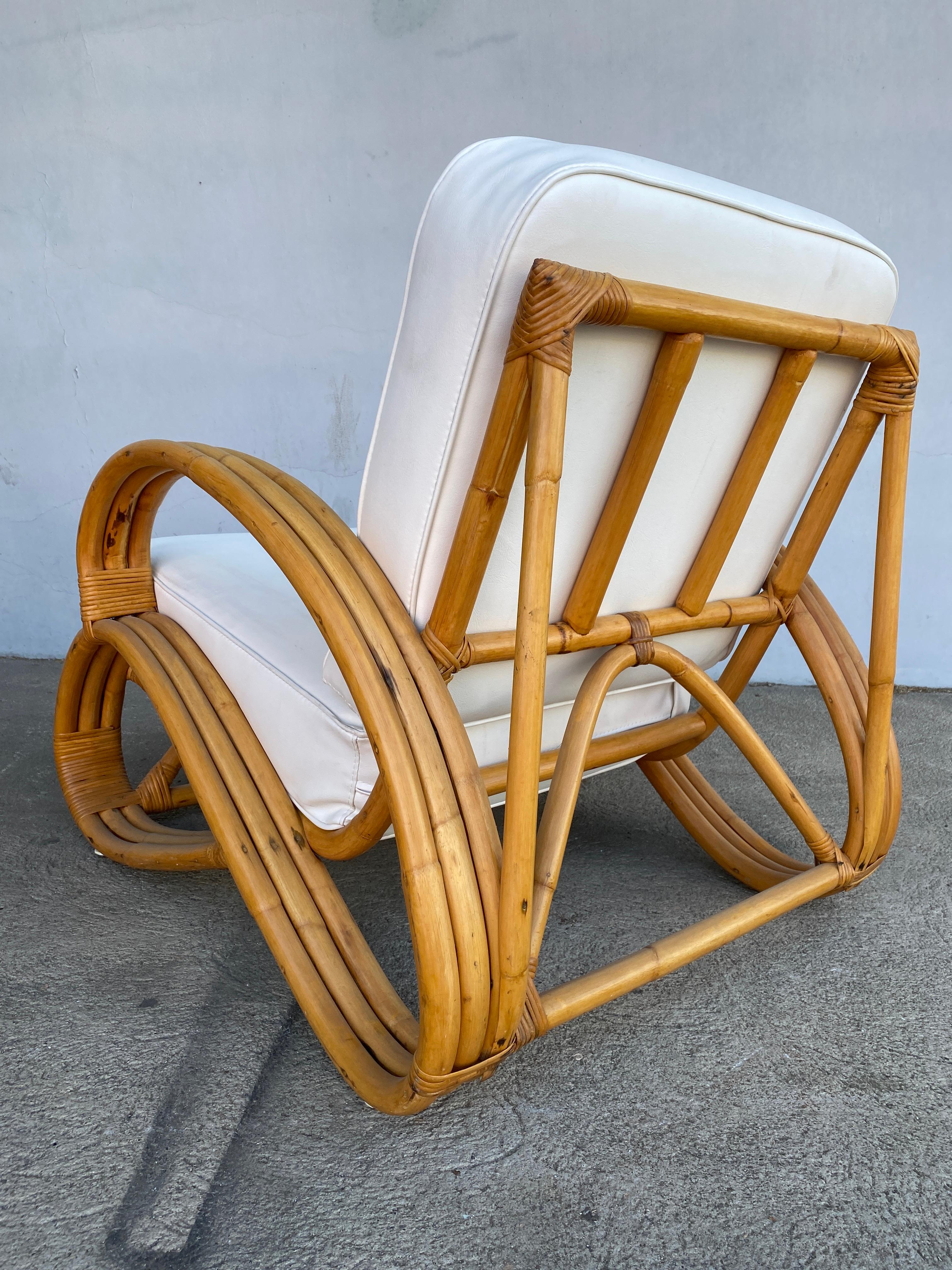 Raro set da salotto in rattan con divano e sedia a sdraio a 3 bracci 