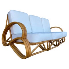 Rare "S Arm" Canapé et chaise longue en rotin à 3 brins Ensemble de salon en rotin