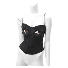 Rare S/S 1990 Moschino Couture Vintage Eyes Bustier Corset Top 
