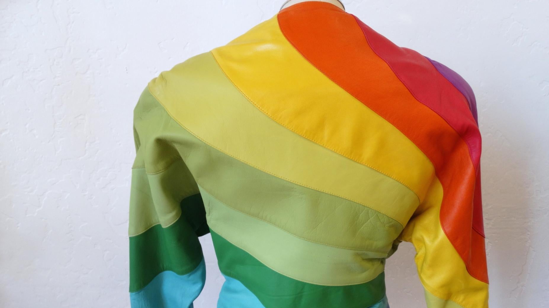 Rare S/S 1990s Thierry Mugler Rainbow Leather Jacket  3