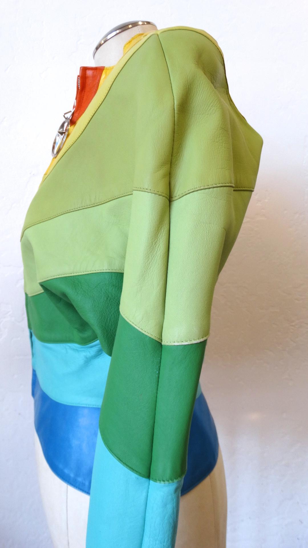 Rare S/S 1990s Thierry Mugler Rainbow Leather Jacket  5