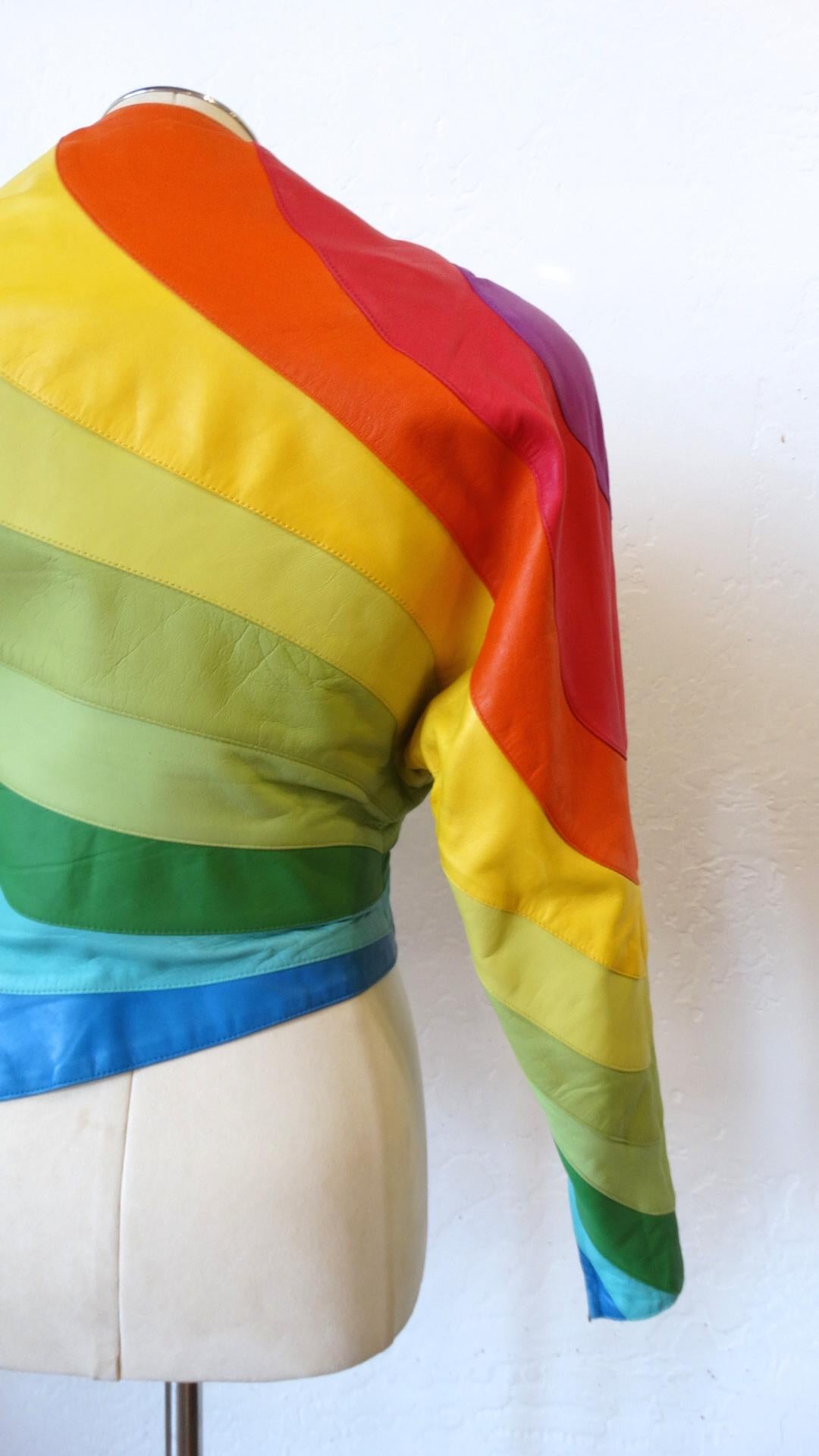 Women's or Men's Rare S/S 1990s Thierry Mugler Rainbow Leather Jacket 