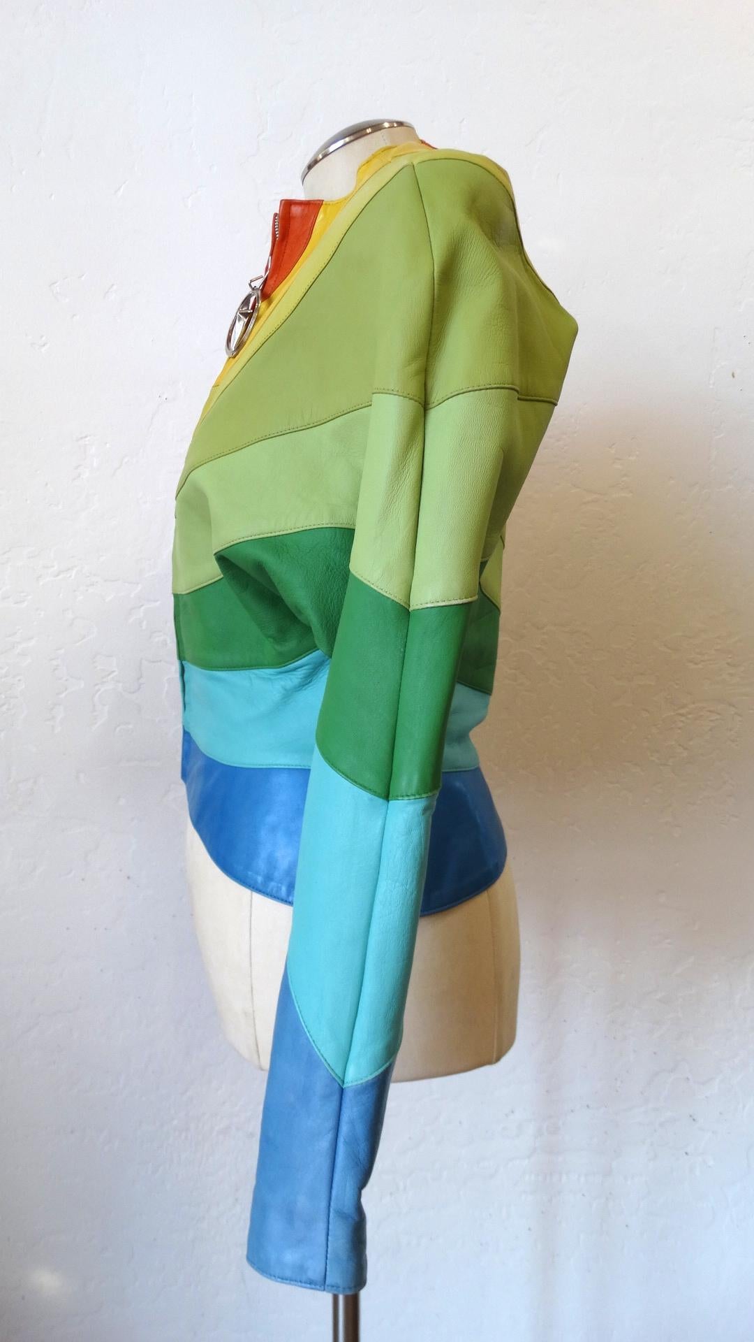 Rare S/S 1990 Thierry Mugler Rainbow Leather Jacket 4