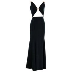 Rare S/S 1993 Vintage Valentino Crystal Embellished Black Gown