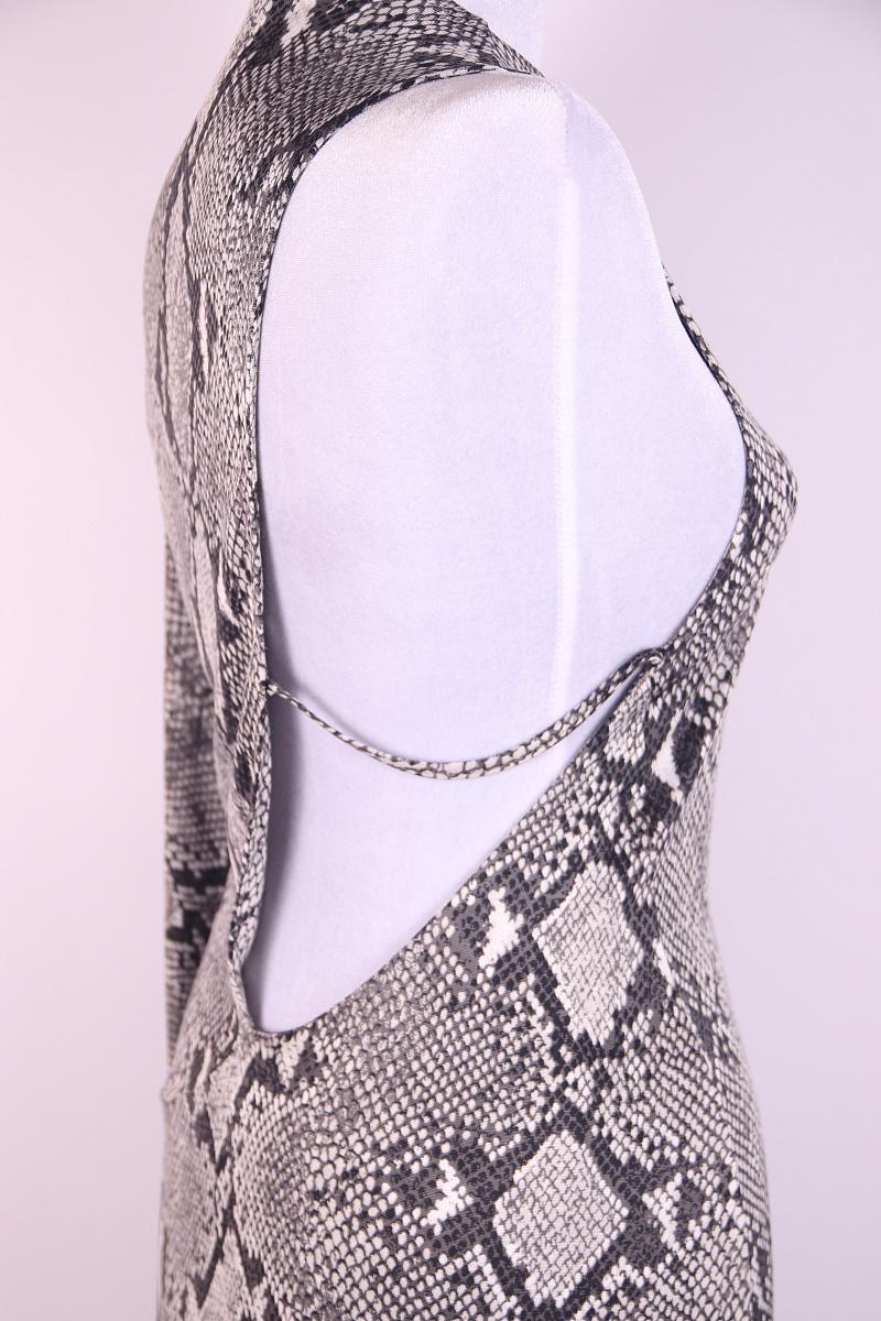 Gray Rare! S/S 2000 Gucci by Tom Ford Grey Snake Print Asymmetric One Sleeve Dress For Sale