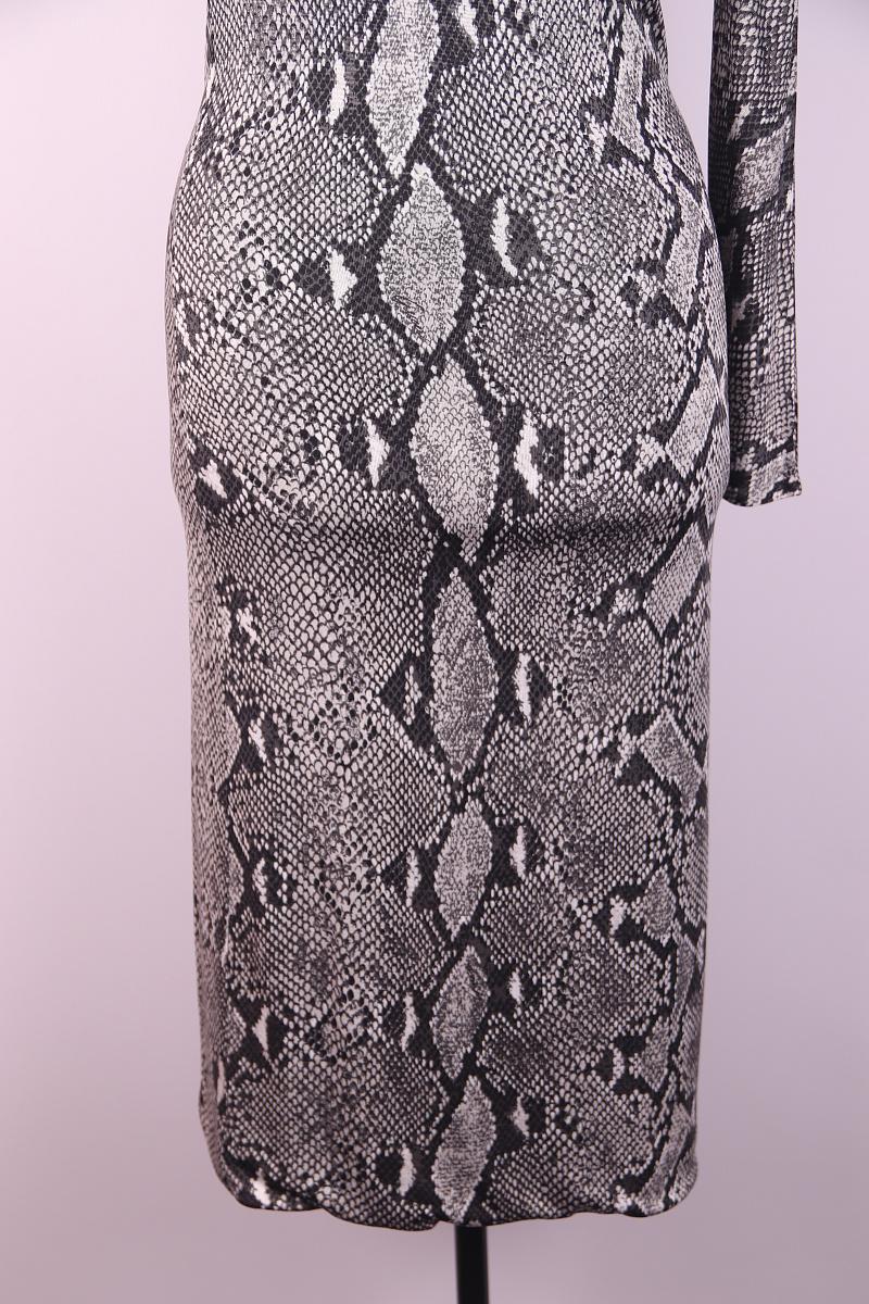 Rare! S/S 2000 Gucci by Tom Ford Grey Snake Print Asymmetric One Sleeve Dress For Sale 2