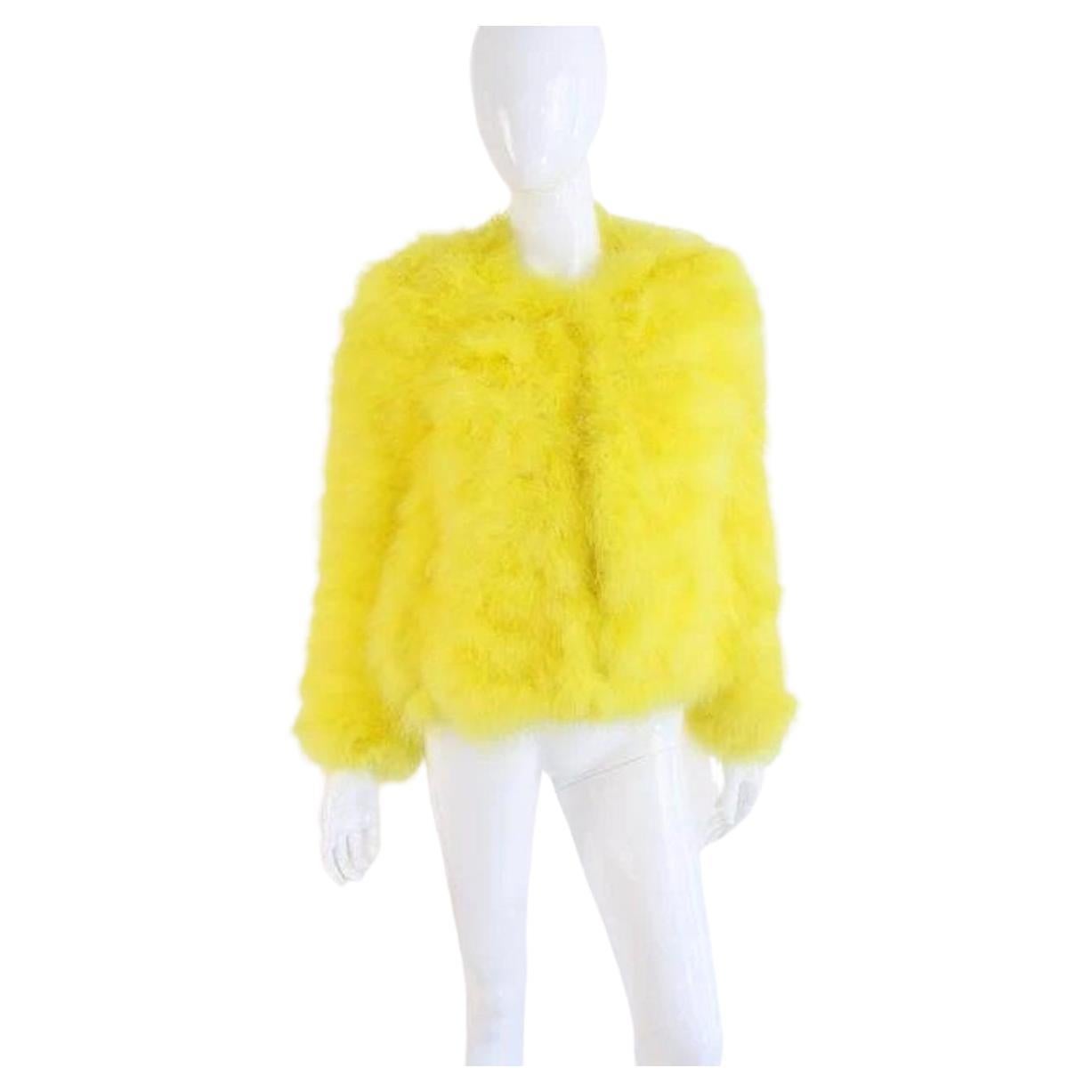 Rare S/S 2004 Gucci Yellow Marabou Feather Jacket by Tom Ford In Excellent Condition In Montgomery, TX