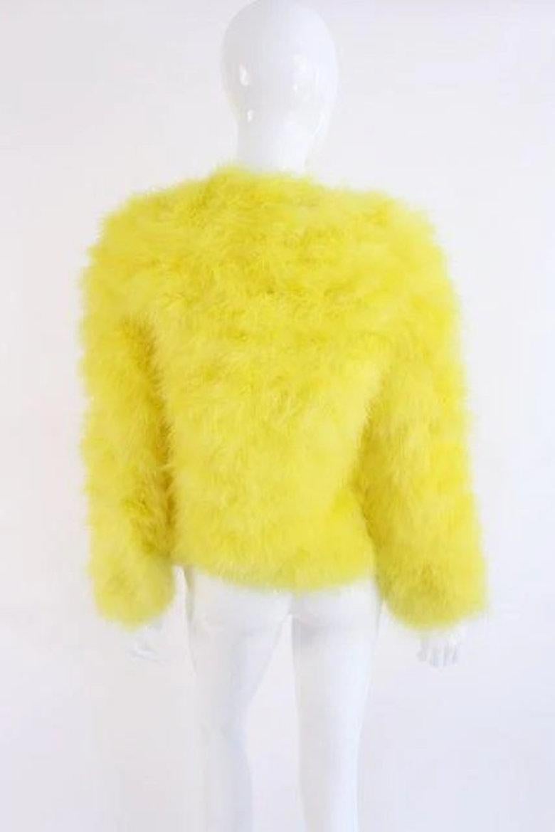 Women's Rare S/S 2004 Gucci Yellow Marabou Feather Jacket by Tom Ford