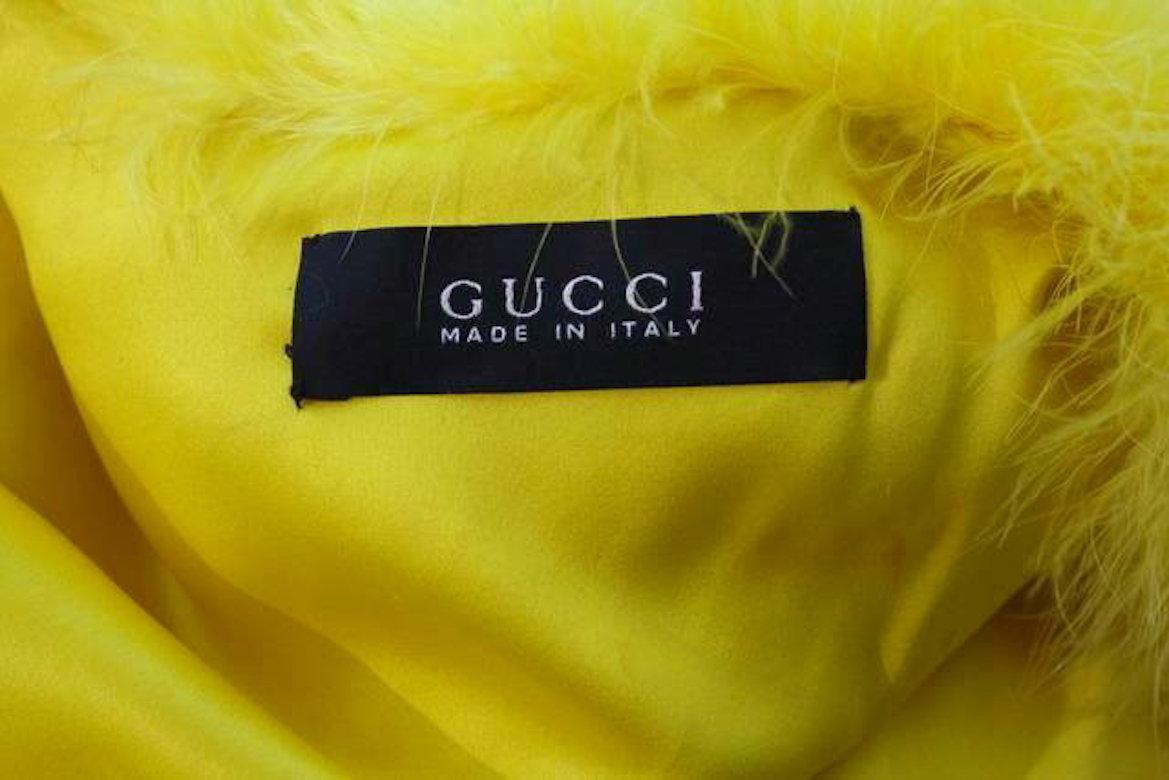 Rare S/S 2004 Gucci Yellow Marabou Feather Jacket by Tom Ford 2