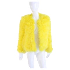 Rare S/S 2004 Gucci Yellow Marabou Feather Jacket by Tom Ford