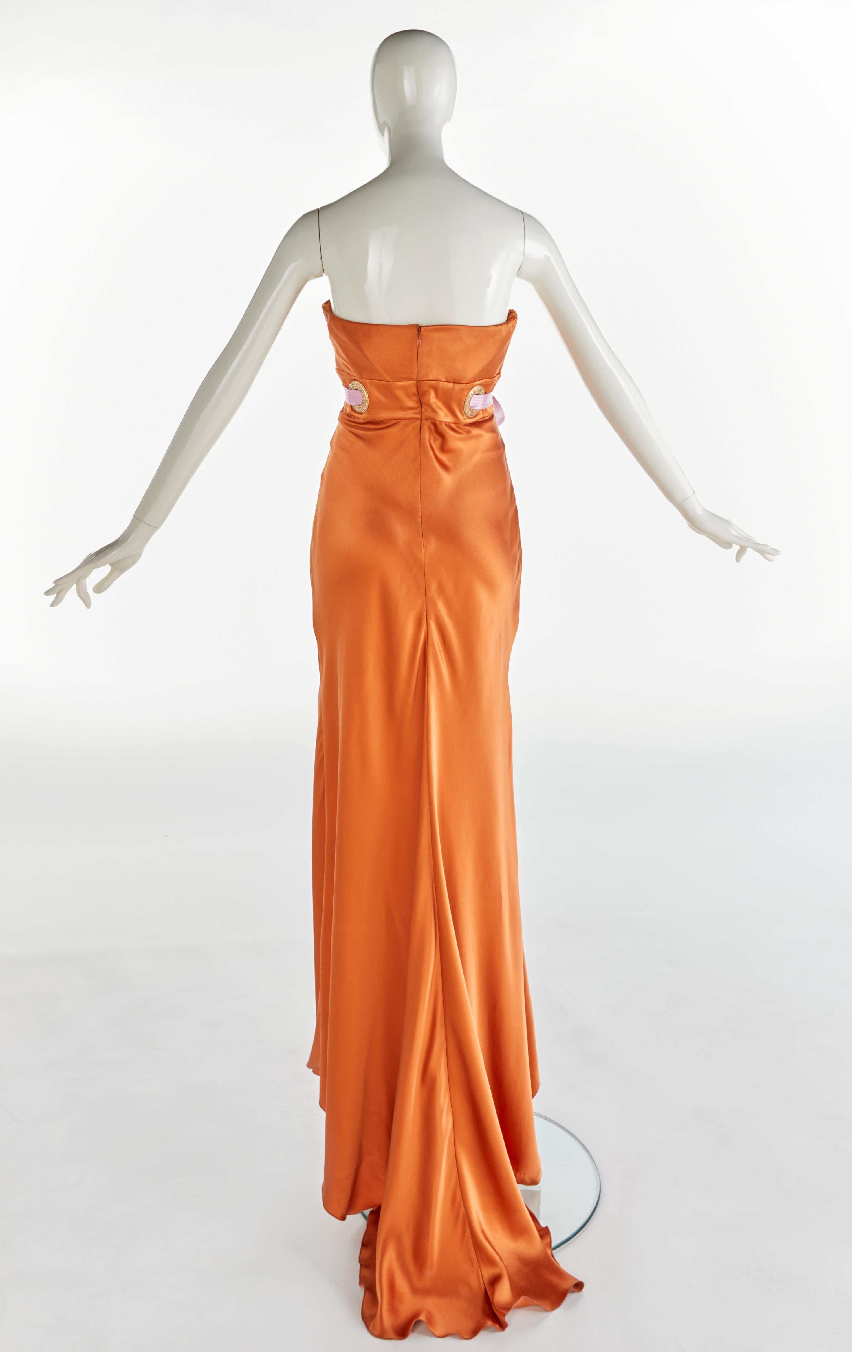 Rare S/S 2005 Valentino Runway Silk Draped Crystal Bow Gown Dress For Sale 1