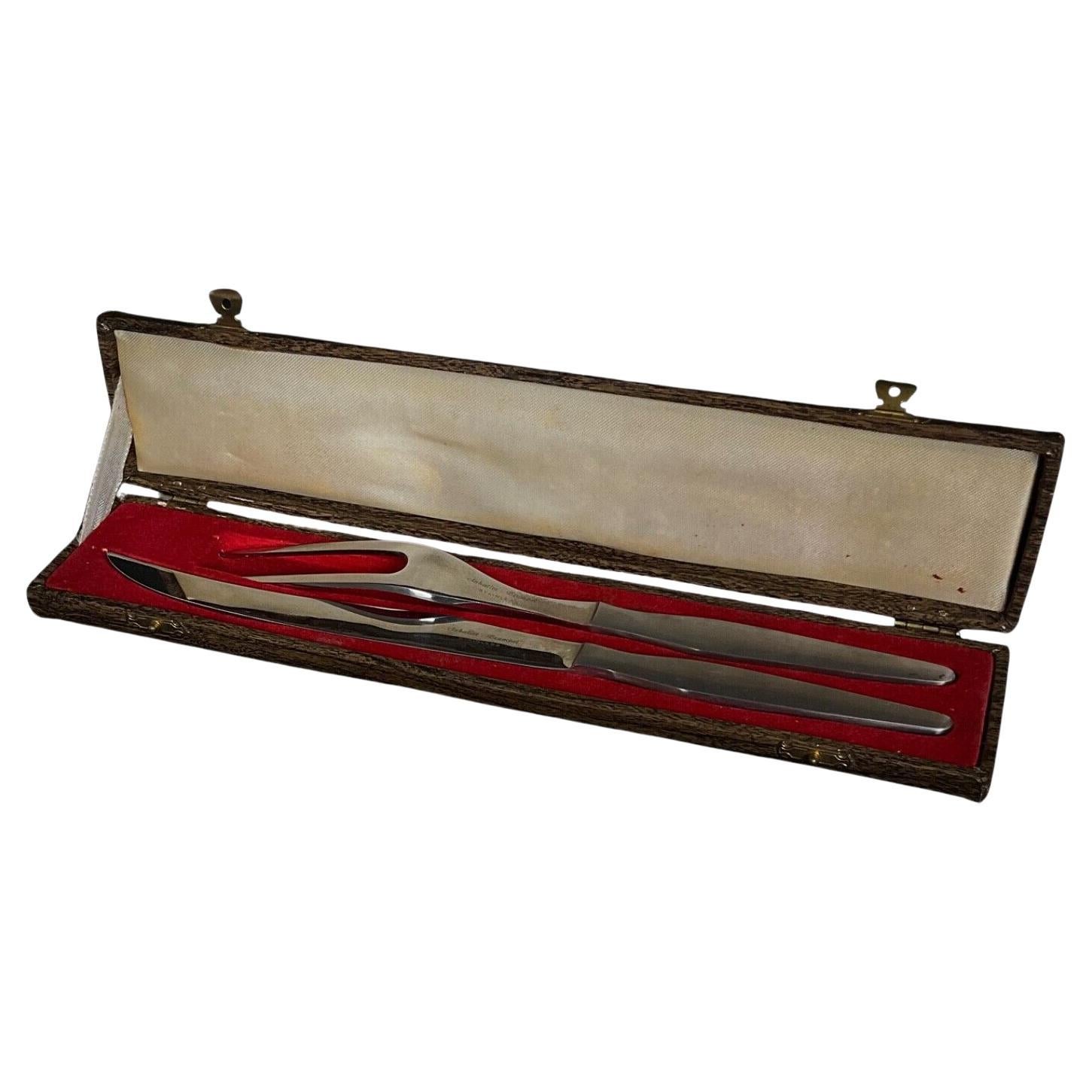 Rare Sabatier Trumpet Stainless Steel Cutlery Set in Box – 3 Pieces - 2Y383 For Sale