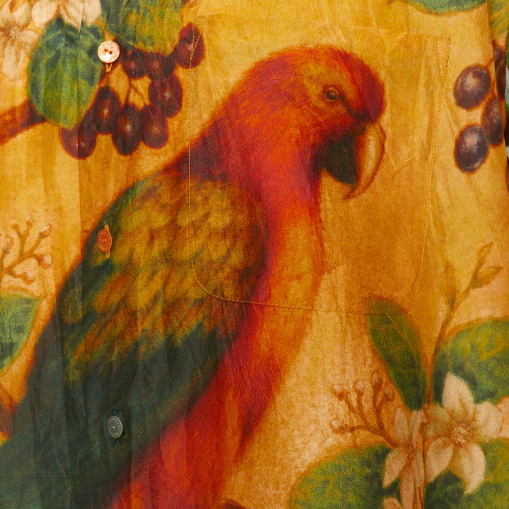 rara camicia SABYASACHI 100% seta pappagallo pipistrello animali misti stampa floreale EU42 XL in vendita 2