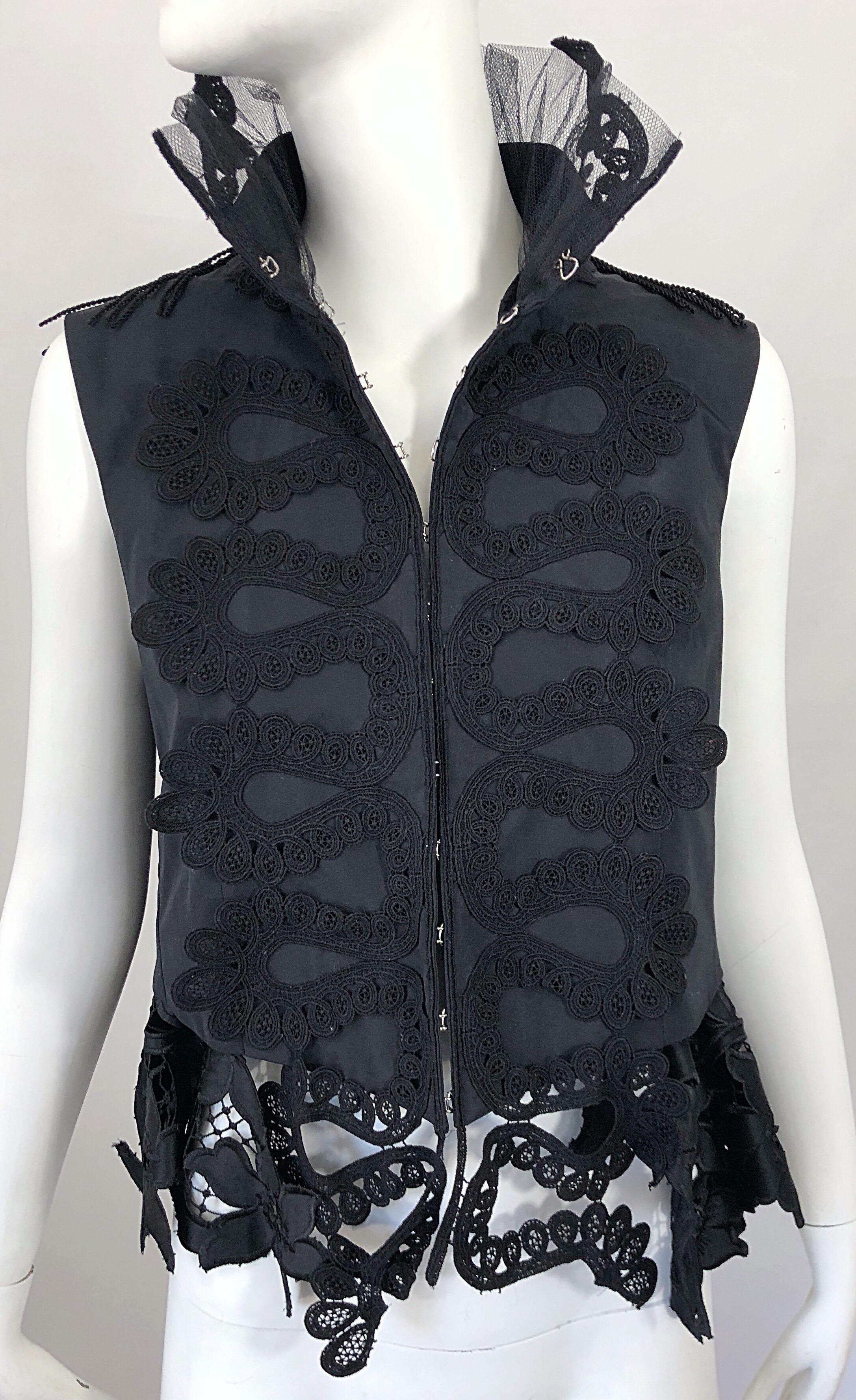 Rare Sacai Japanese Black Avant Garde Victorian Edwardian Inspired Trapeze Vest 3