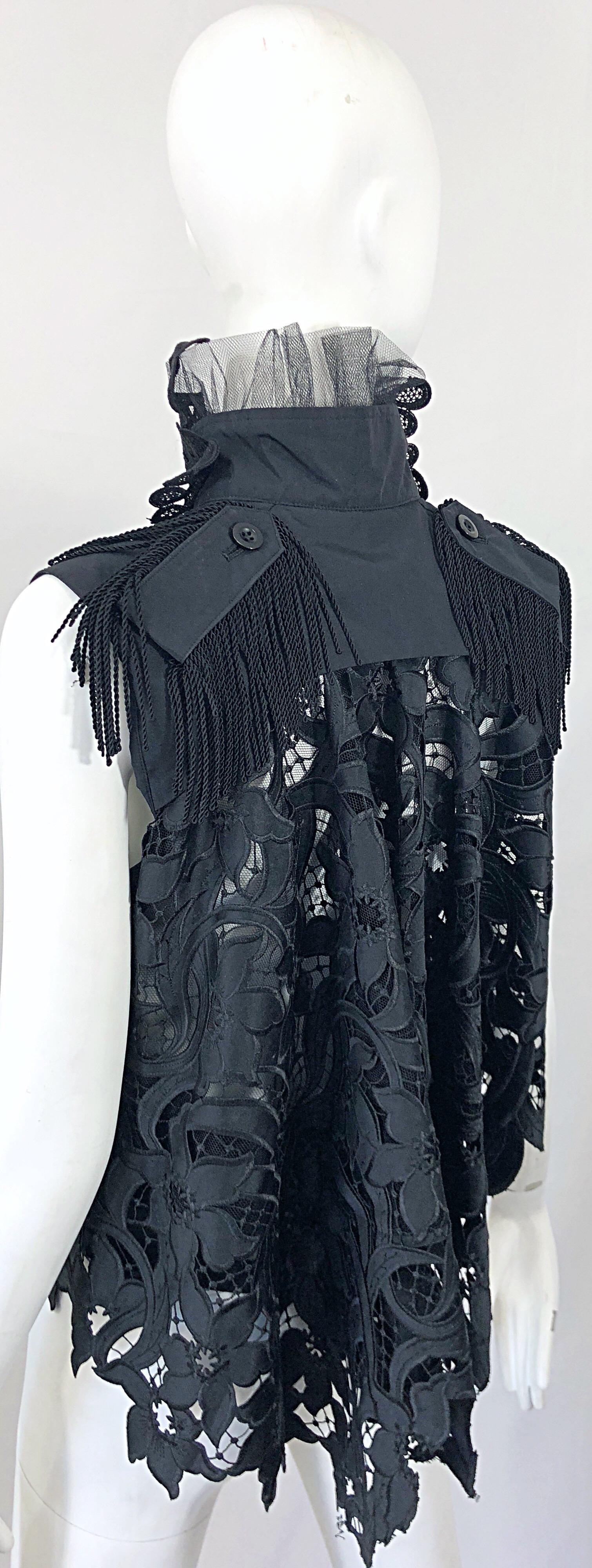 Rare Sacai Japanese Black Avant Garde Victorian Edwardian Inspired Trapeze Vest 4