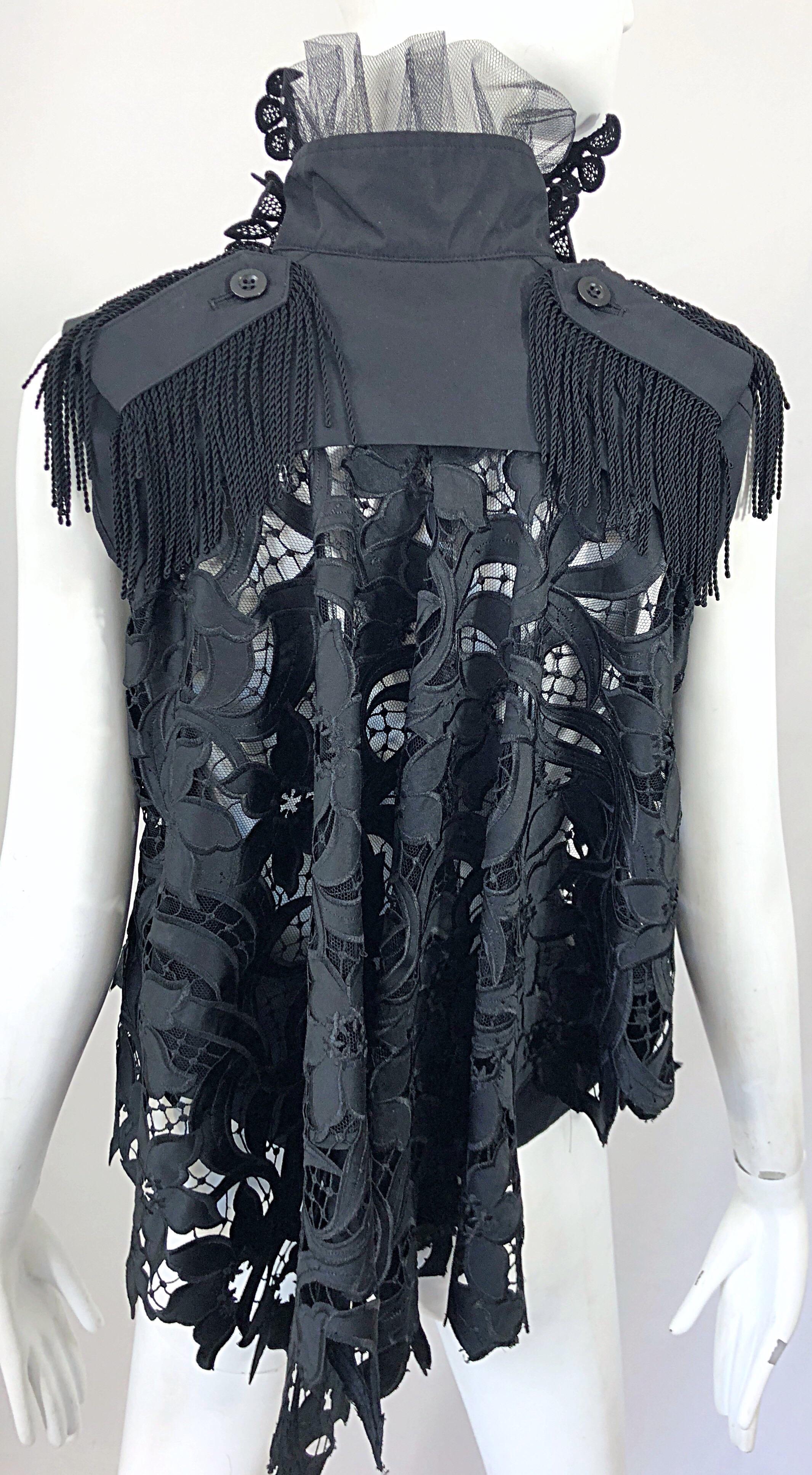 Rare Sacai Japanese Black Avant Garde Victorian Edwardian Inspired Trapeze Vest 5