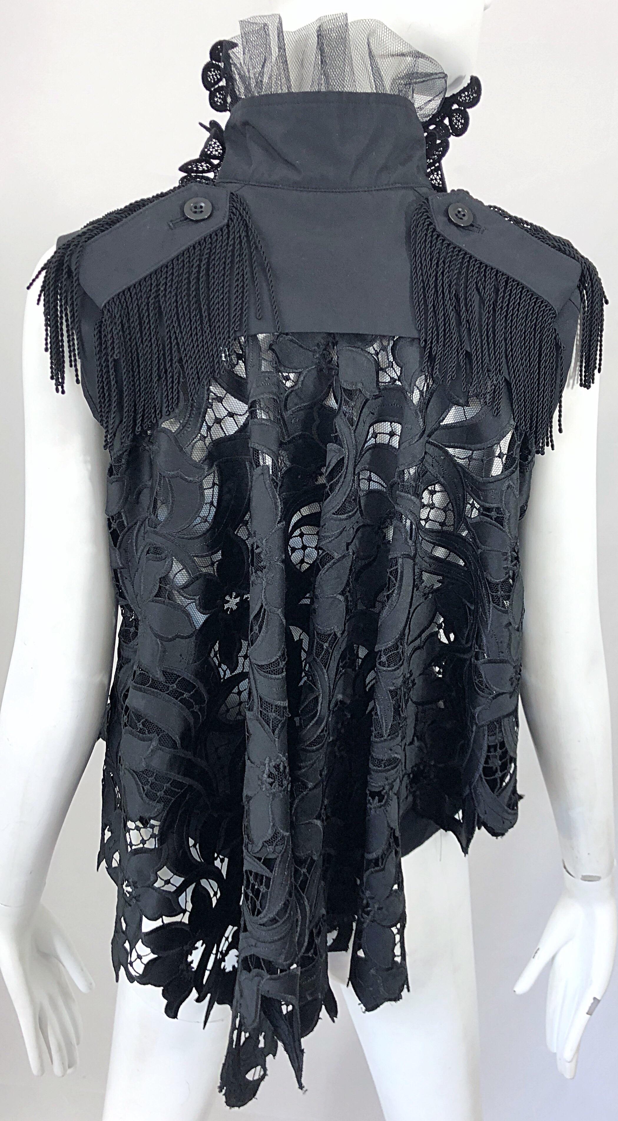 Women's Rare Sacai Japanese Black Avant Garde Victorian Edwardian Inspired Trapeze Vest