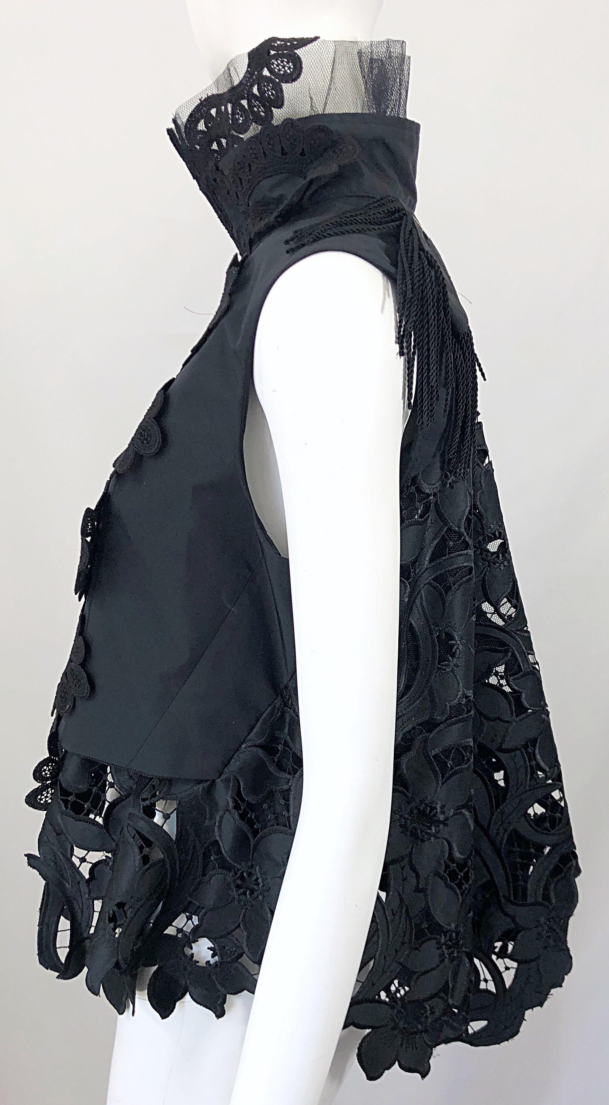 Rare Sacai Japanese Black Avant Garde Victorian Edwardian Inspired Trapeze Vest 1
