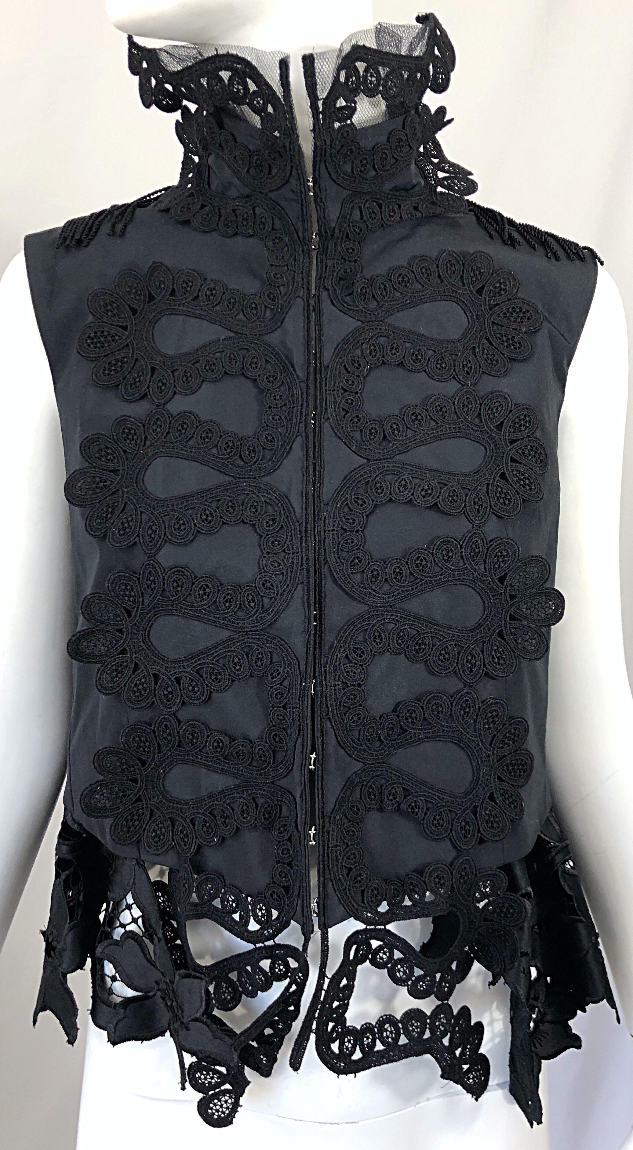 Rare Sacai Japanese Black Avant Garde Victorian Edwardian Inspired Trapeze Vest 2