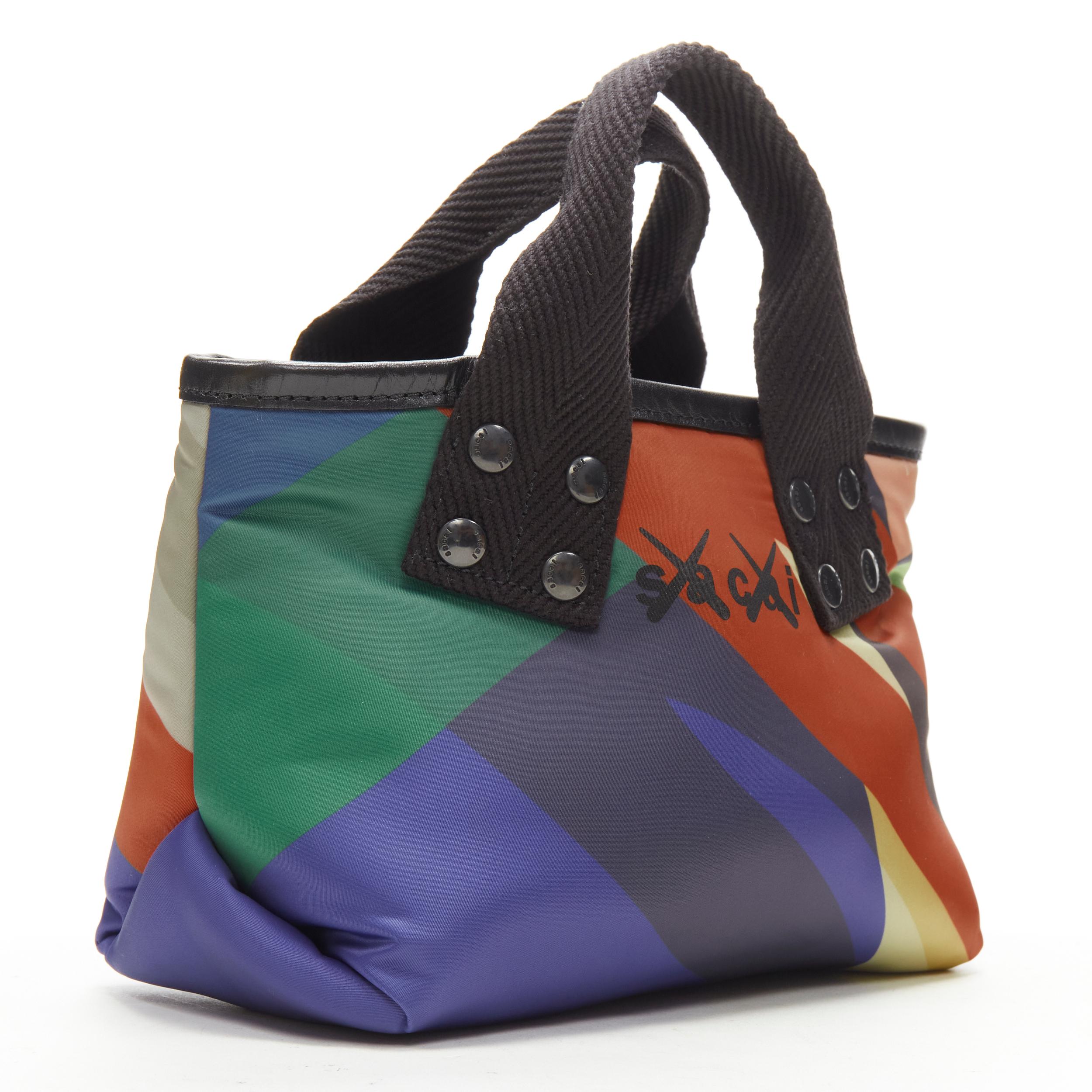 Black rare SACAI KAWS 2022 limited multicolour camo print XX small tote bag