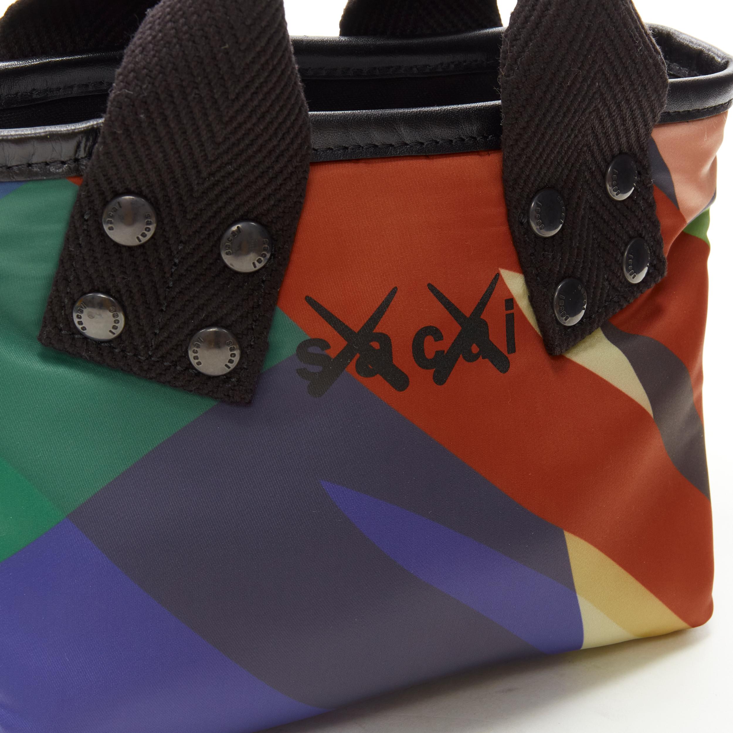 rare SACAI KAWS 2022 limited multicolour camo print XX small tote bag 2