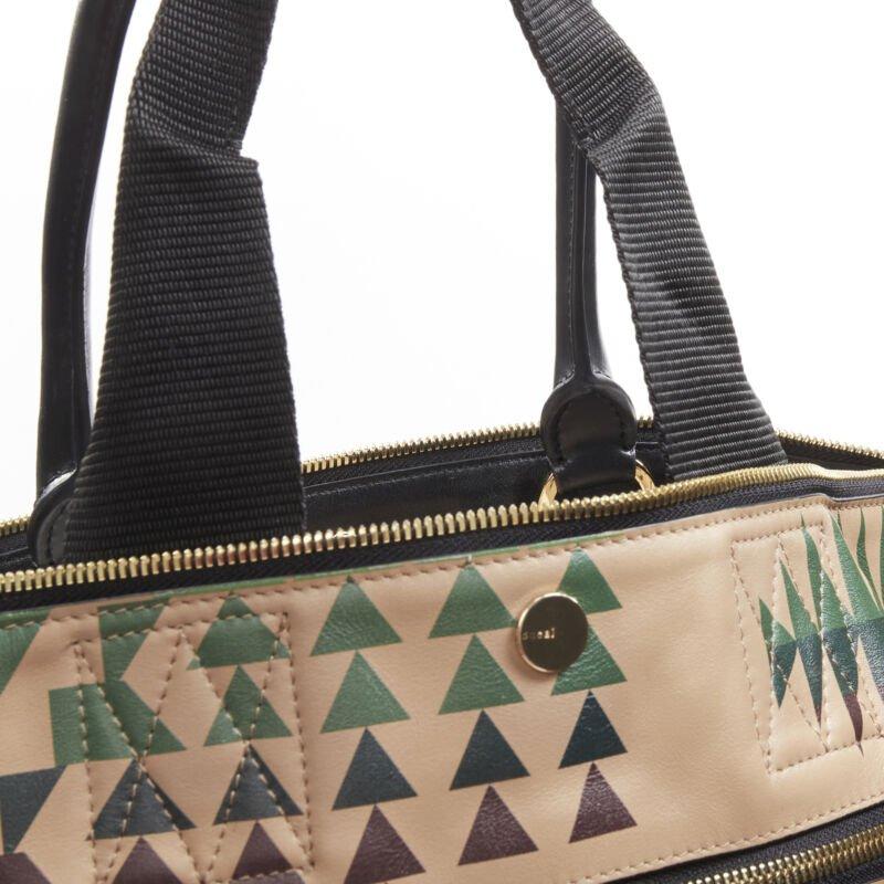 rare SACAI PENDLETON aztec ethnic print brown leather foldover tote bag For Sale 5