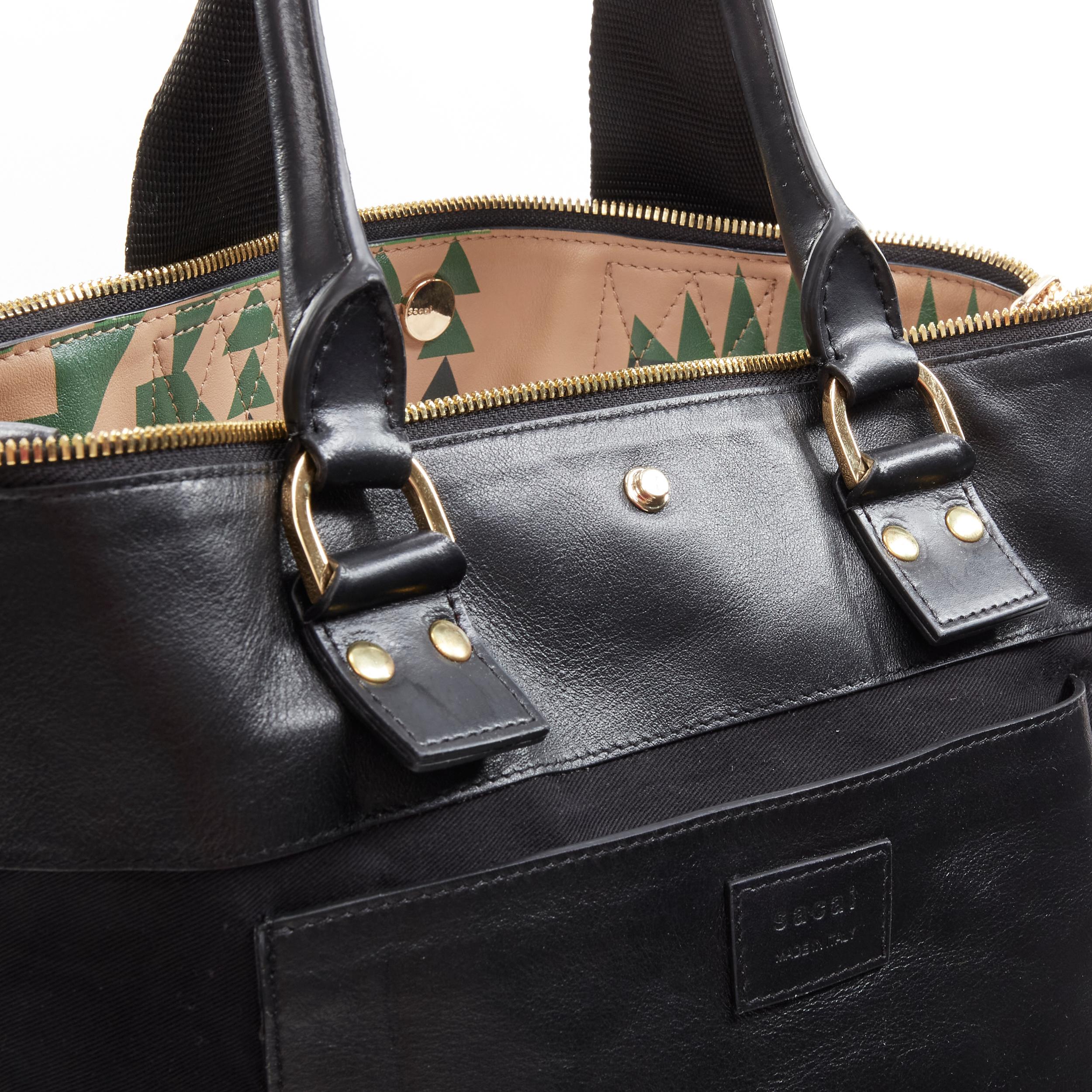 rare SACAI PENDLETON aztec ethnic print brown leather foldover tote bag For Sale 3
