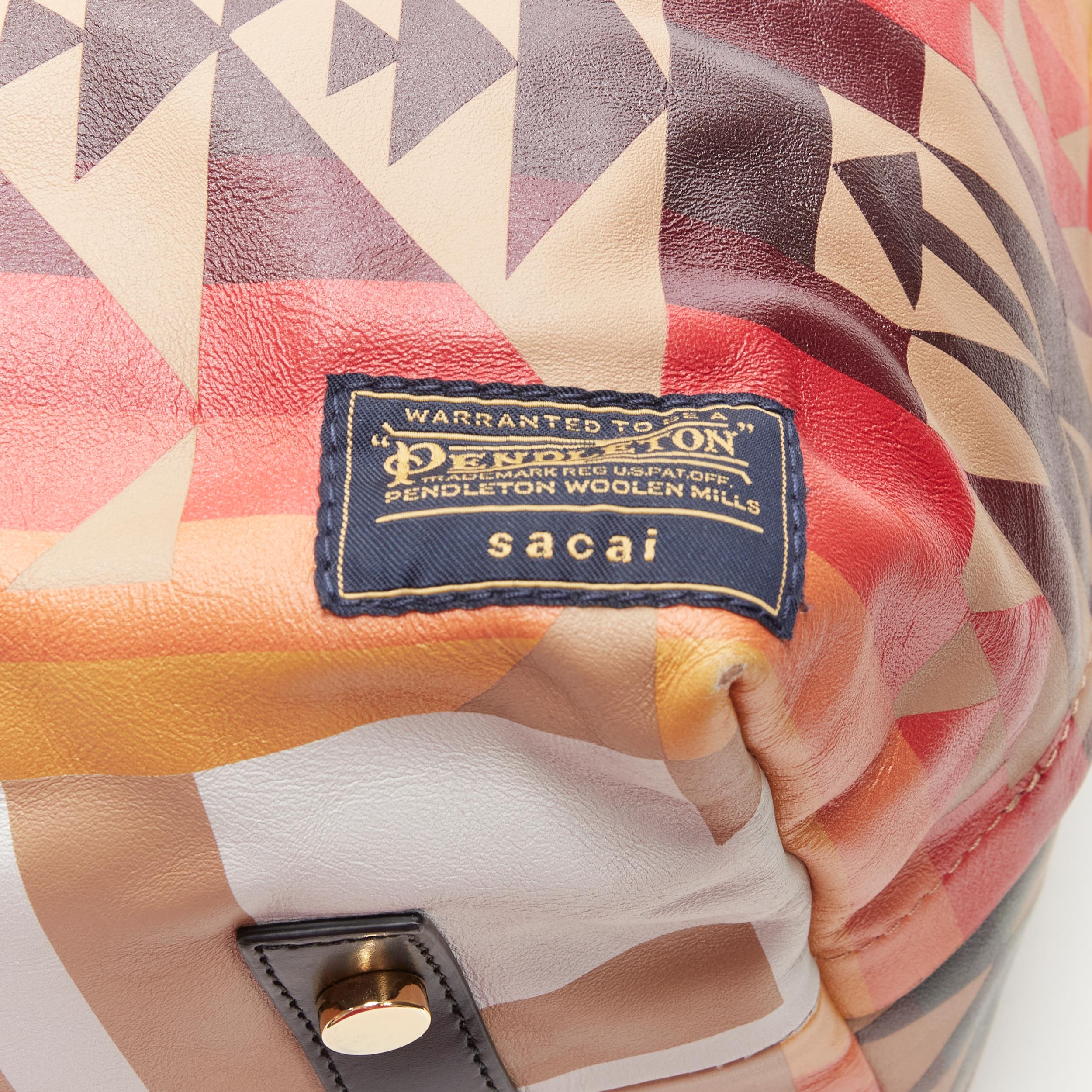 Women's rare SACAI PENDLETON aztec ethnic print brown leather foldover tote bag For Sale
