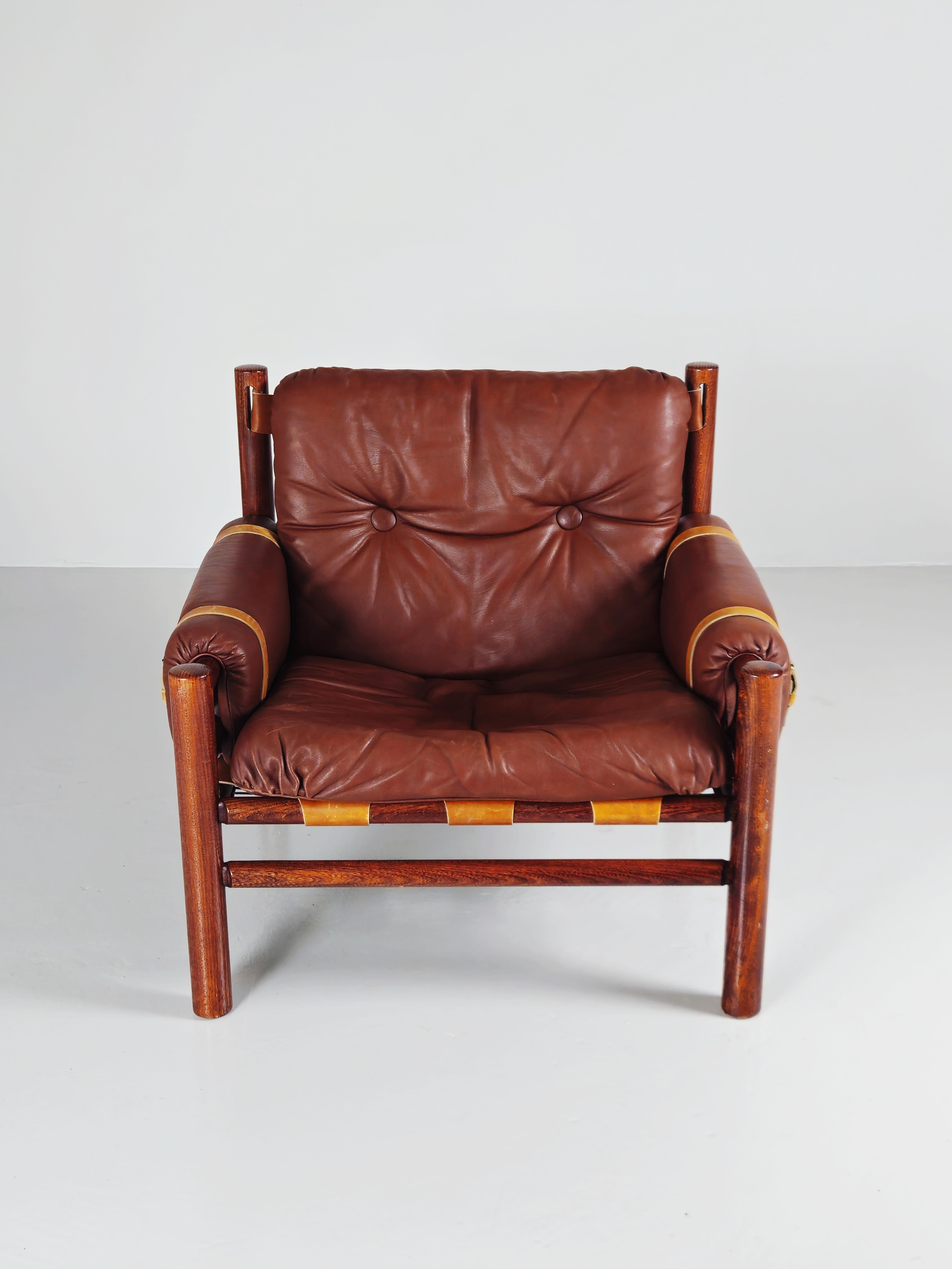 Norvégien Rare fauteuil de salon safari d'Ivar Opsvik, Bruksbo, Norvège, 1970 en vente
