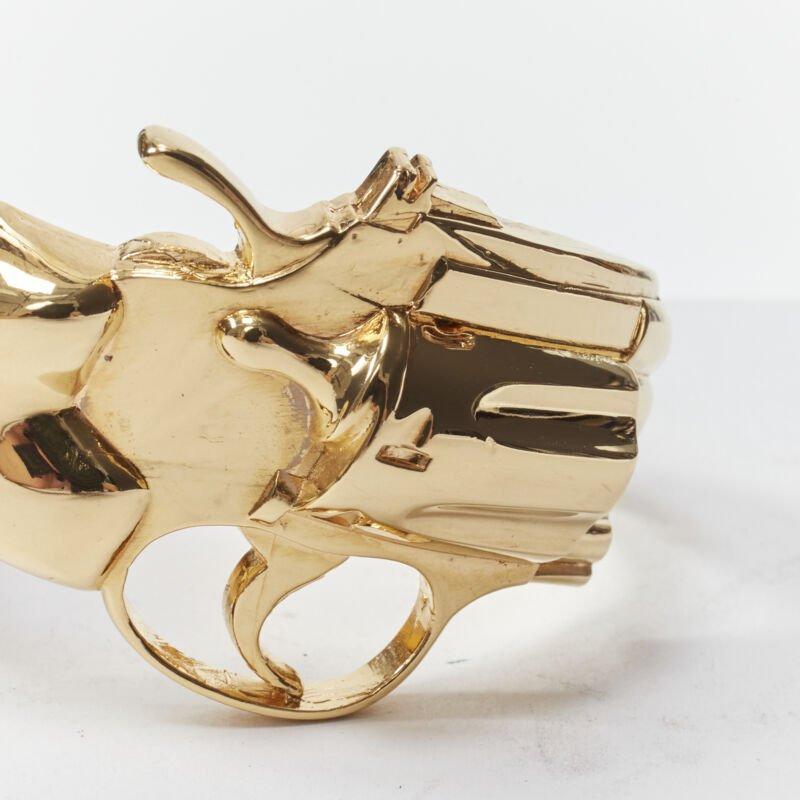 rare SAINT LAURENT 2014 Hedi Slimane Revolver Pistol Gun gold brass bracelet For Sale 3