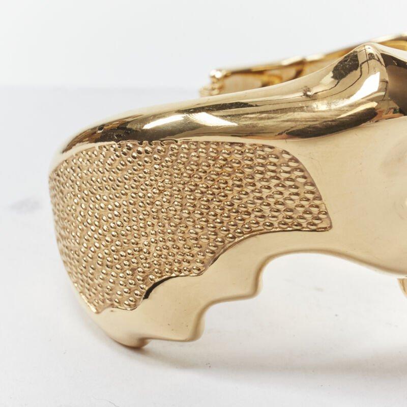 rare SAINT LAURENT 2014 Hedi Slimane Revolver Pistol Gun gold brass bracelet For Sale 4