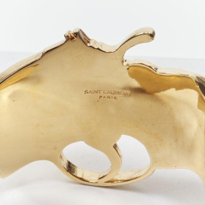 rare SAINT LAURENT 2014 Hedi Slimane Revolver Pistol Gun gold brass bracelet For Sale 5